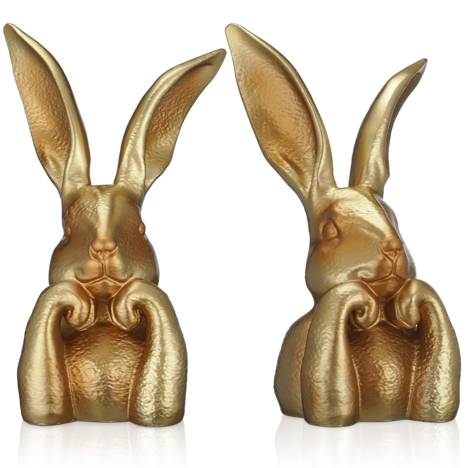 Spring Rabbits Decoration 13.5 Inch Vintage Gold Resin Bunny Statue Large Rab…