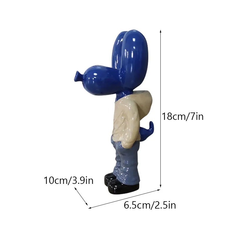 Mr Cool Balloon Dog Sculpture Art Resin for Living Room Desktop Decoration, Blue