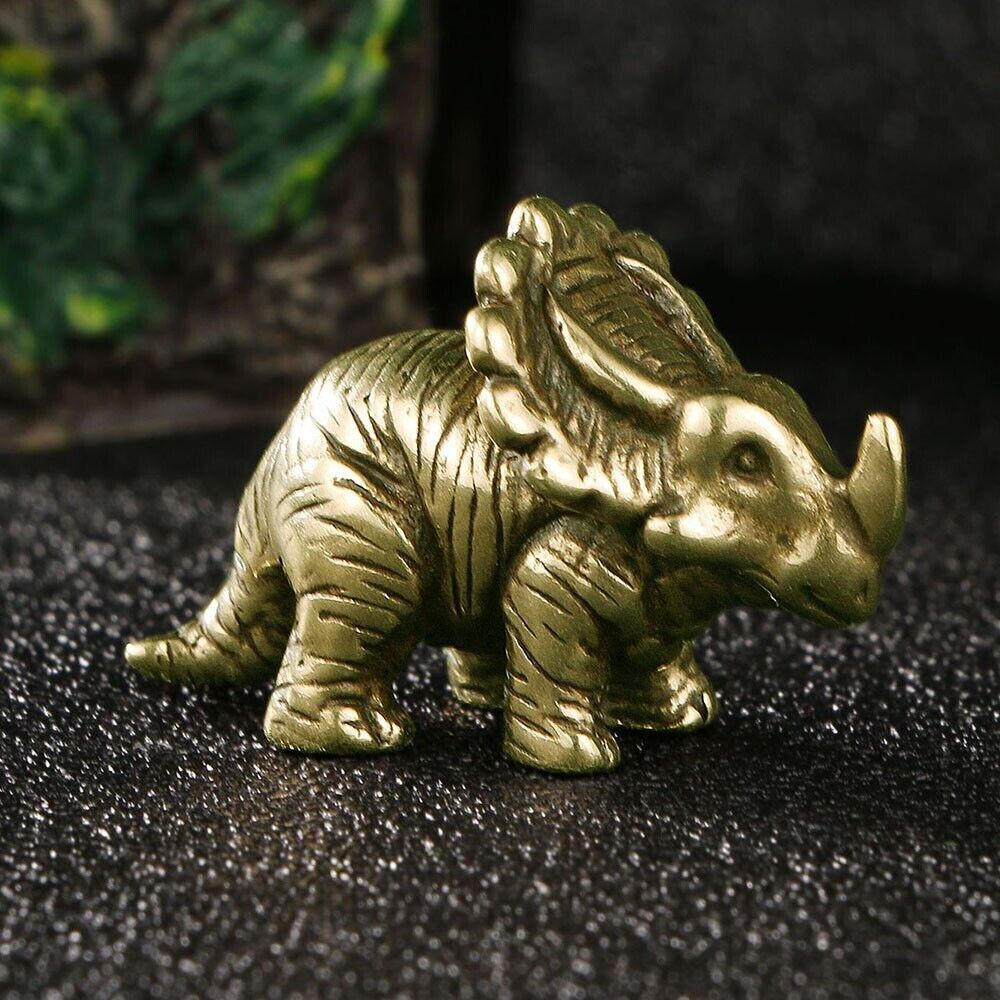 2PC Brass Dinosaur Statue Ornament Home Desk Decoration Animal Statue Toy Crafts