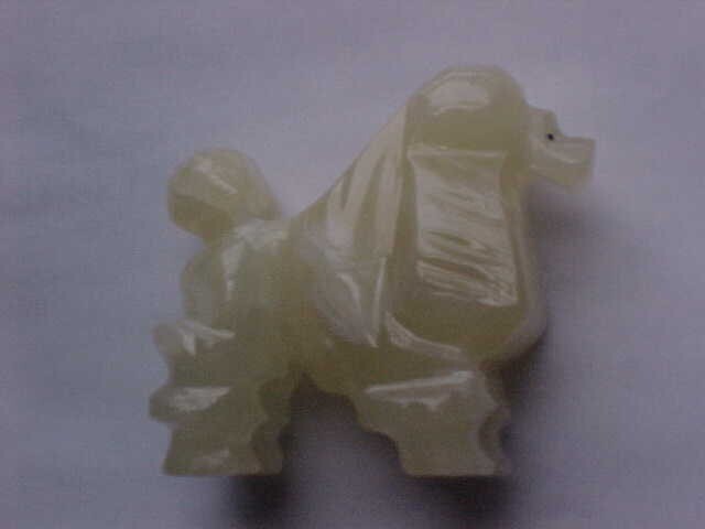 MARBLE ONYX STONE 4″ STANDARD POODLE DOG HAND-CARVED FIGURINE STATUE MARBLE ROCK
