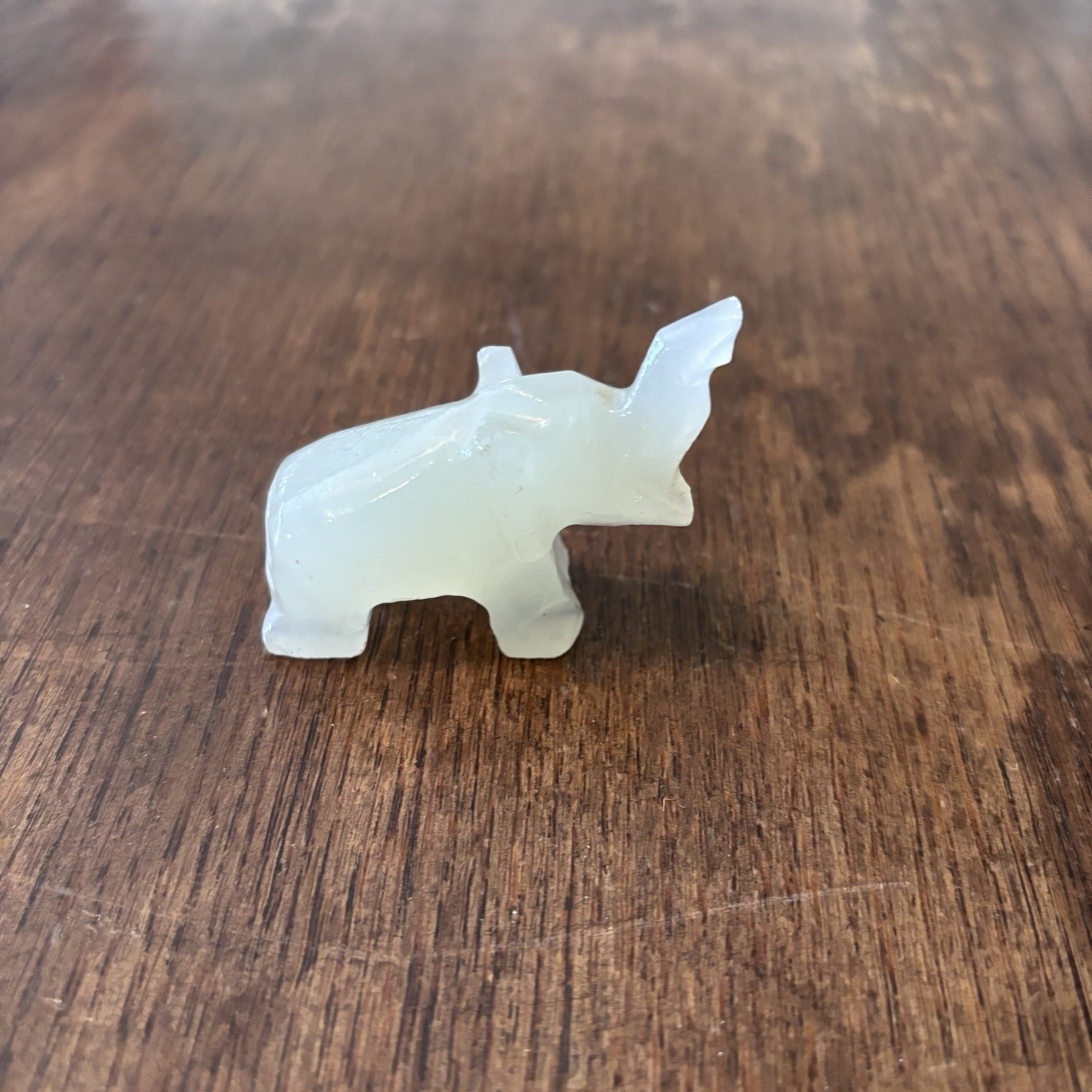 Vintage Carved Onyx Elephant Figurine Marble Stone Hand Carved