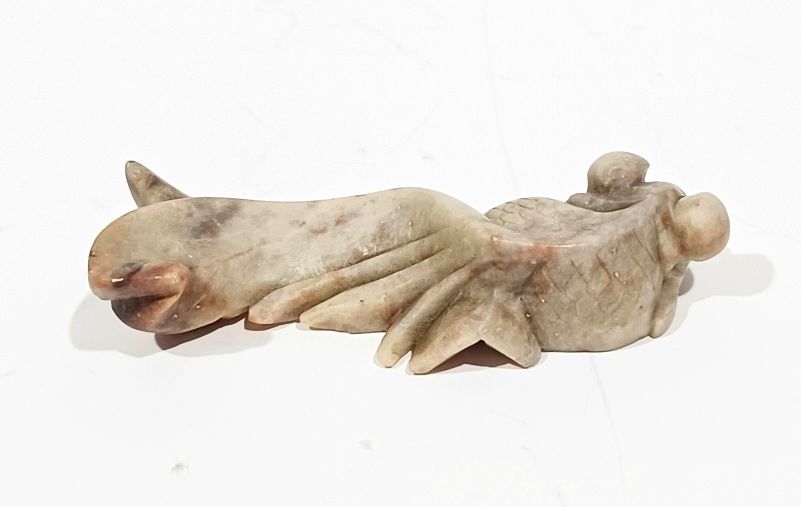 Vintage Asian Hand Carved 2-3/4 inch Soapstone Koi Fish Figurine Sculpture China