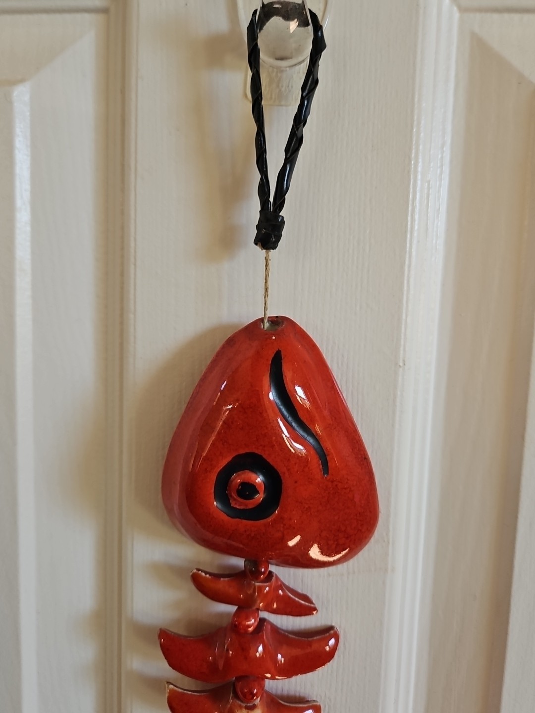 Vintage Ceramic Fish Bones Ischia Italy Wall Hanging Hand Painted Signed 1967