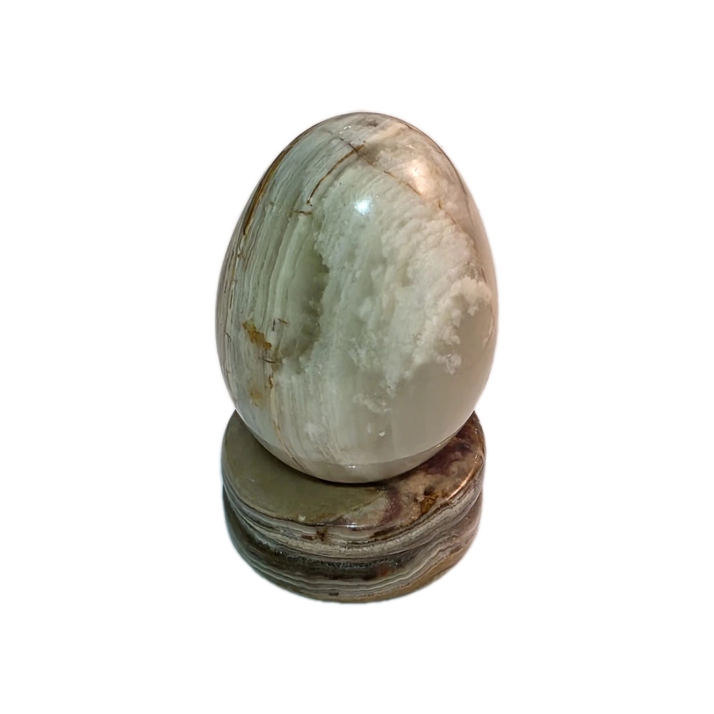 Alabaster Marble Granite Polish Egg Subtle Tan Color Natural Agate And Stand 3.5