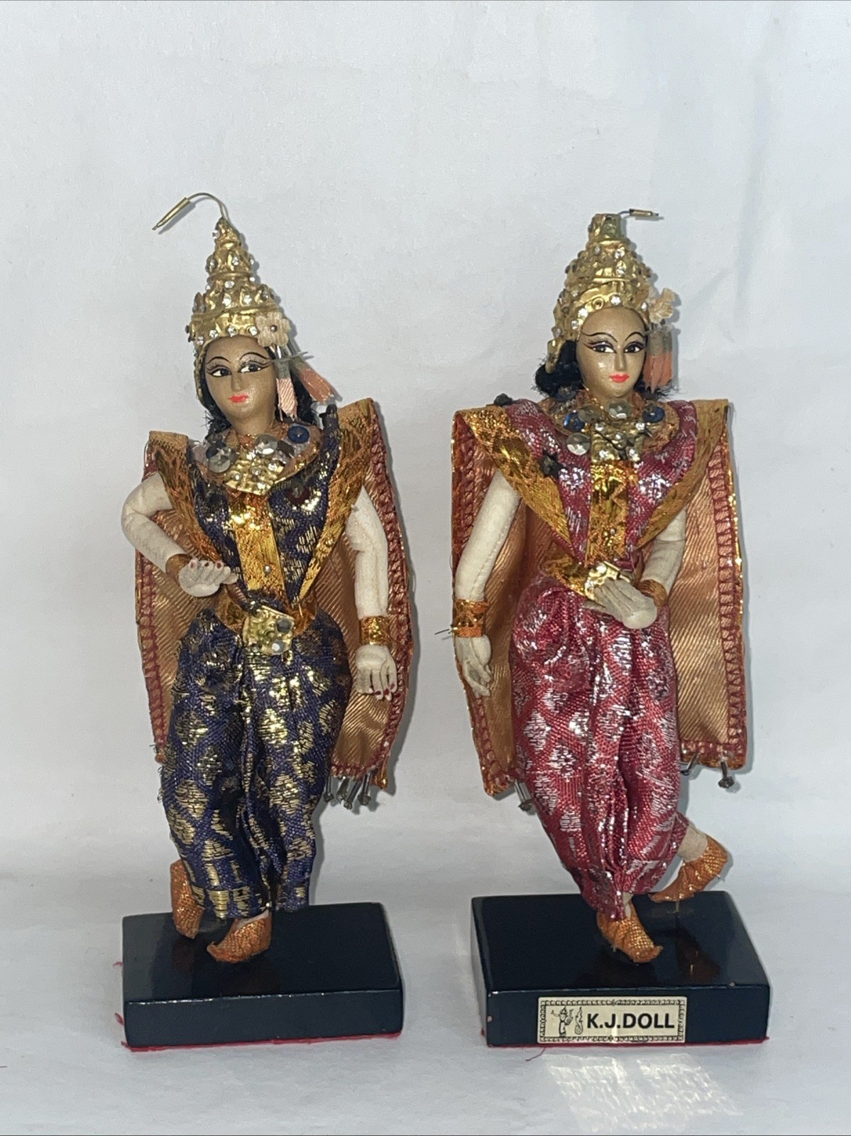 Set Of 2 K.J Dolls. Thailand Dancers Figurines 7”