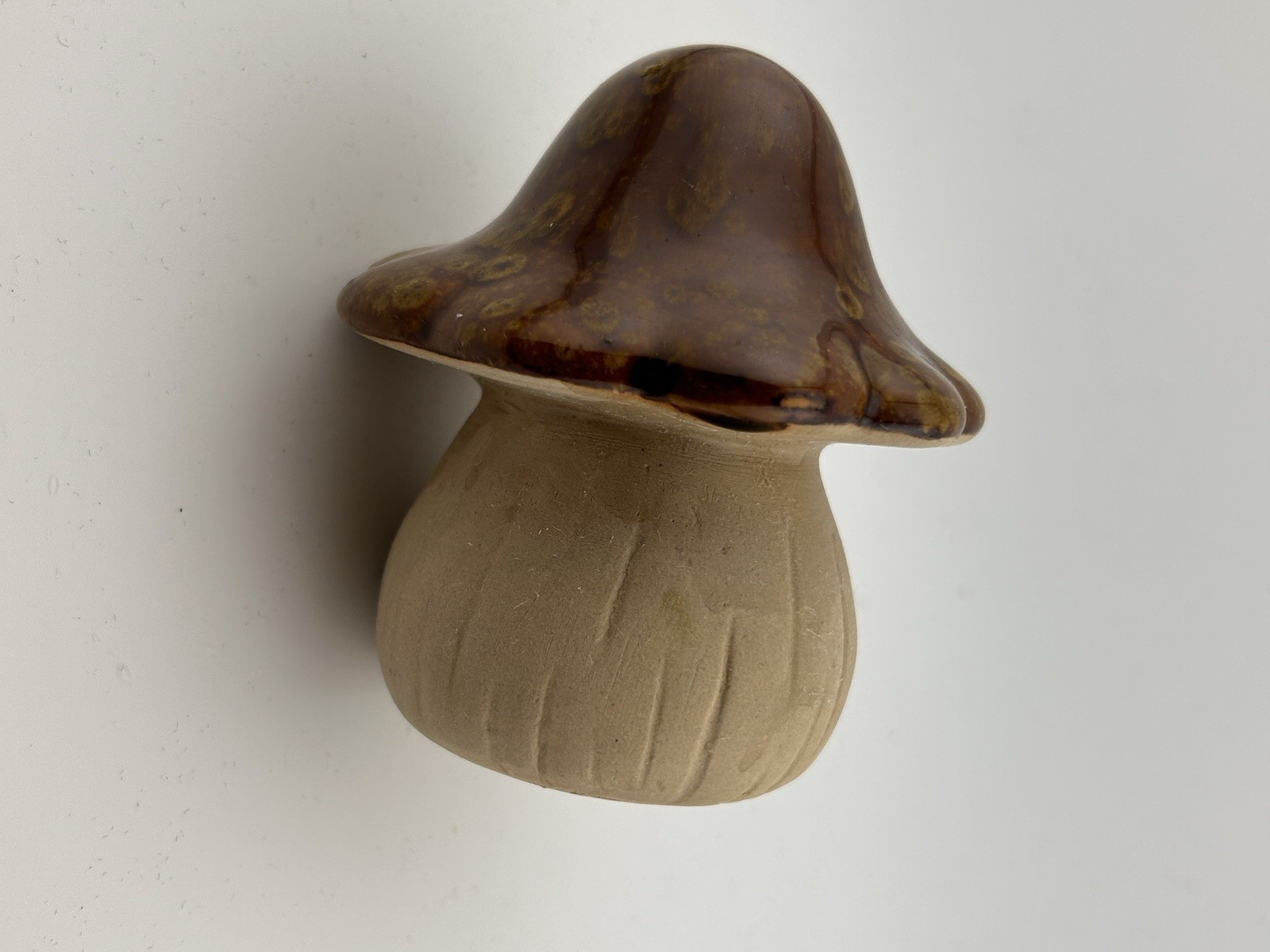 Brown Ceramic Glazed Mushroom 4” Fairy Garden, Indoor/Outdoor, Decor