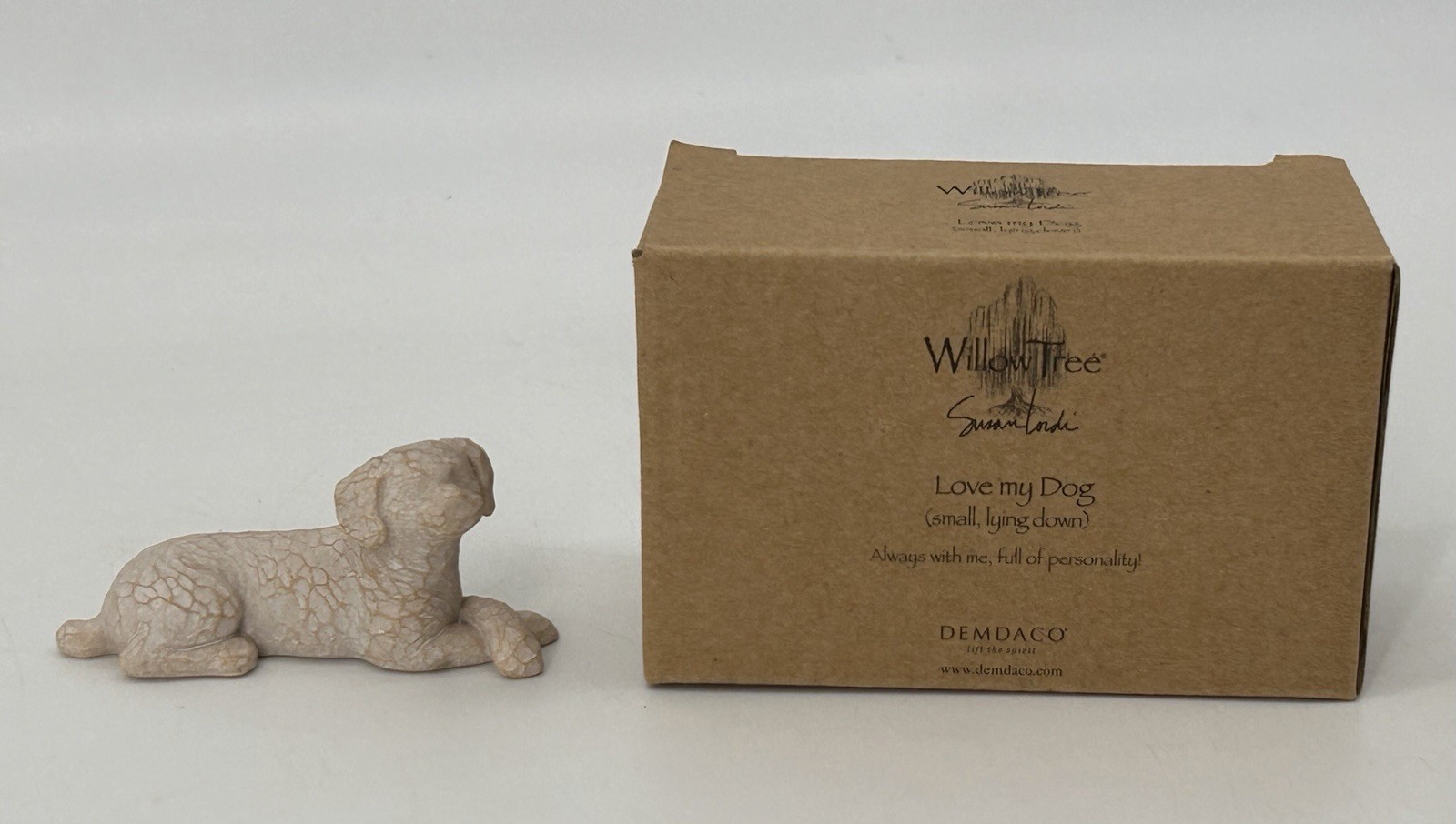 Willow Tree Love My Dog Small Lying Down Sculpted Hand-Painted Figure