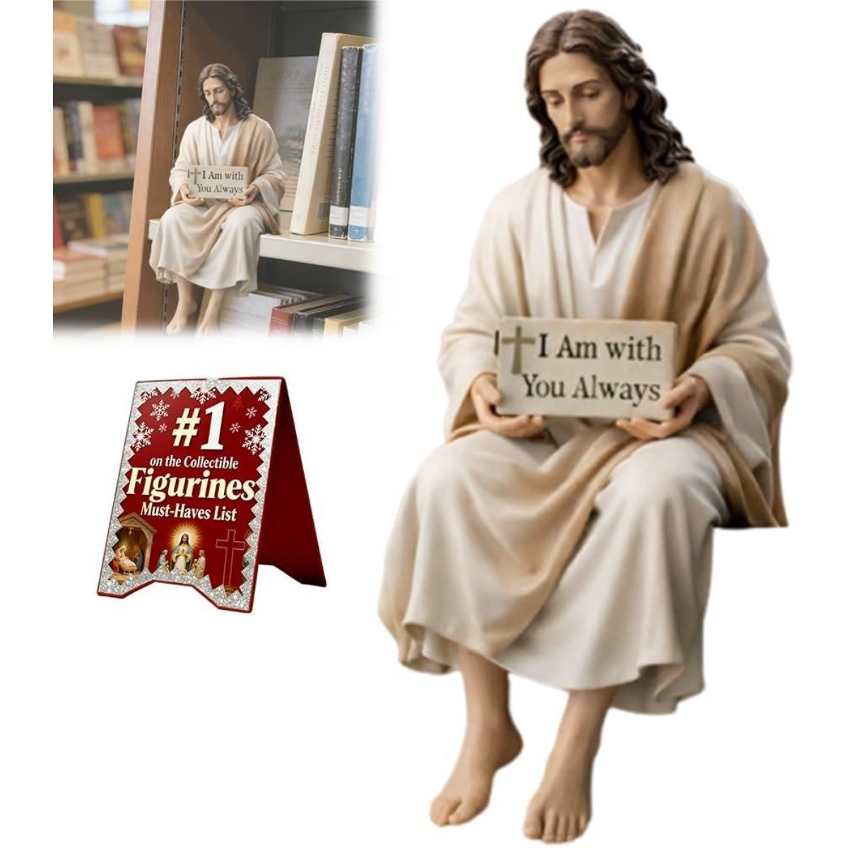 Resin Sitting Jesus Christ Statue Religious Jesus Figurine I am with you always