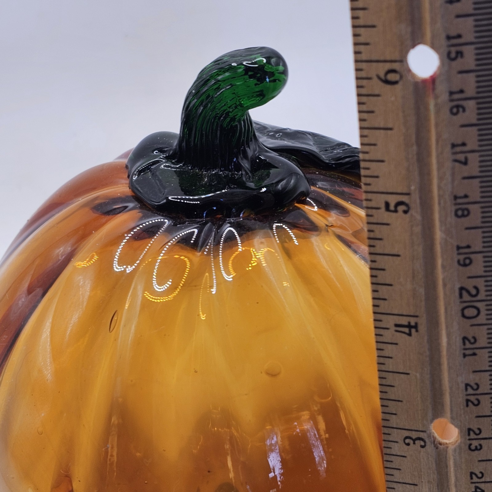 Hand Blown Glass Pumpkin Figurine Collectible Fall Halloween Autumn Thanksgivin