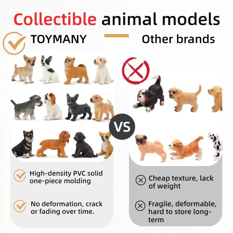 Toymany 12-Piece Mini Dog Figurine Set Realistic Collectible Statue Home Decor
