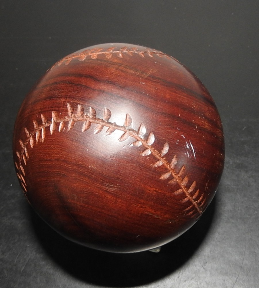 Ironwood Hand Carved Wooden Baseball w/Acryllic Stand Decorative Collectible