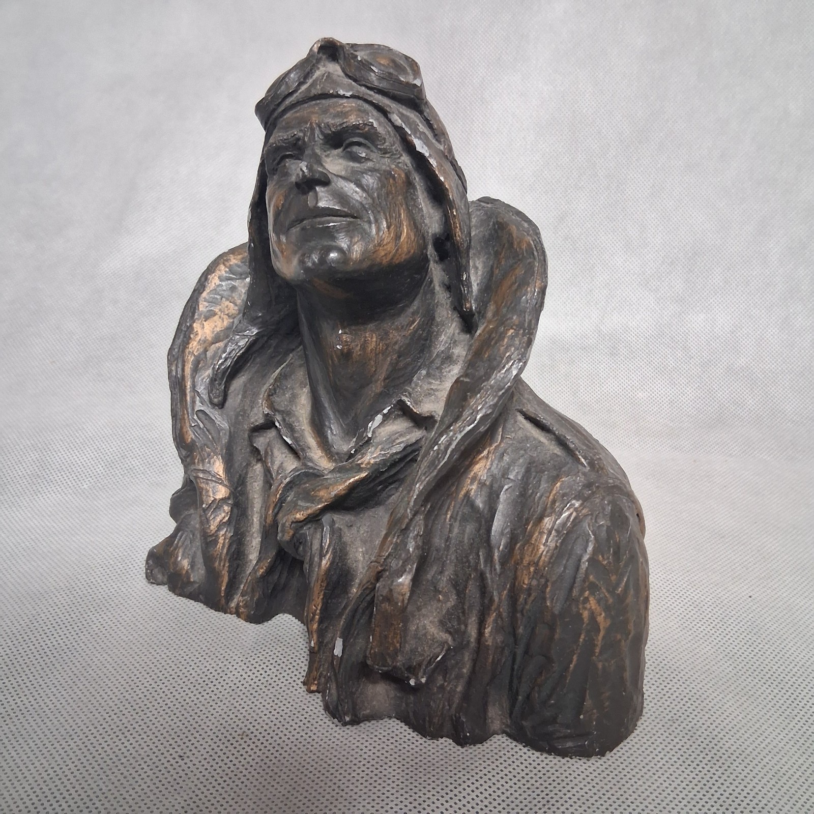 Michael Garman 1973 “Flying Leather” Bronze Bust Sculpture – Chipped