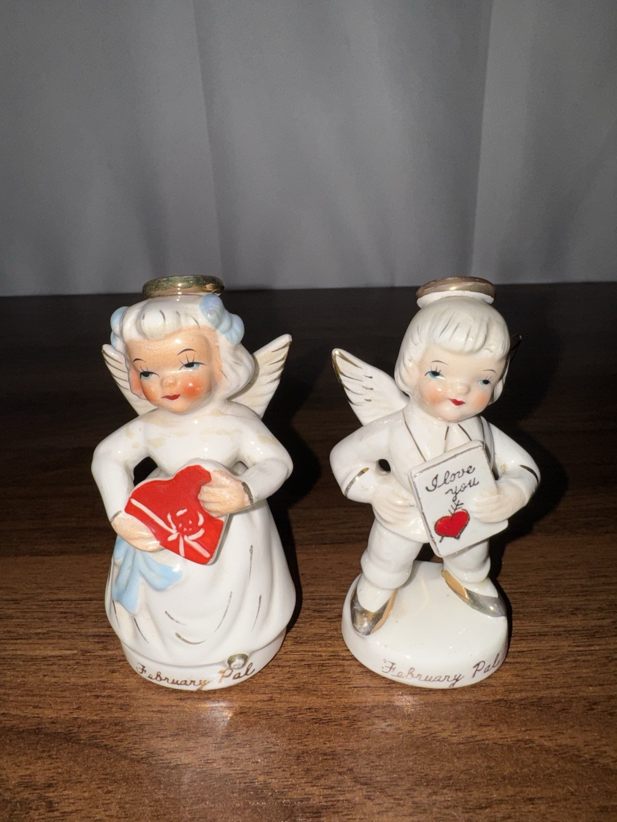 Vintage Napco February Pal Set Boy & Girl Japan Angel Pal 1600 Series