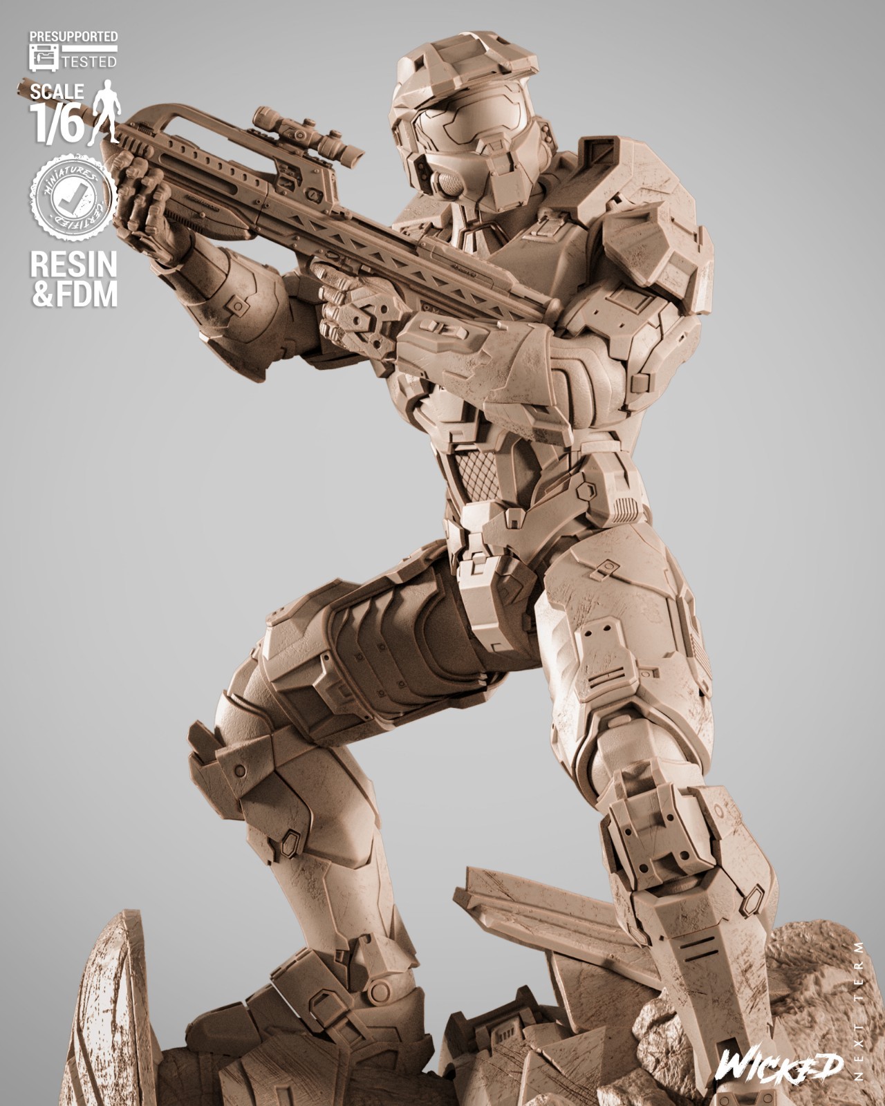 Master Chief – Halo 1/6 Scale Figure Statue 3D Print Model Kit Unpainted