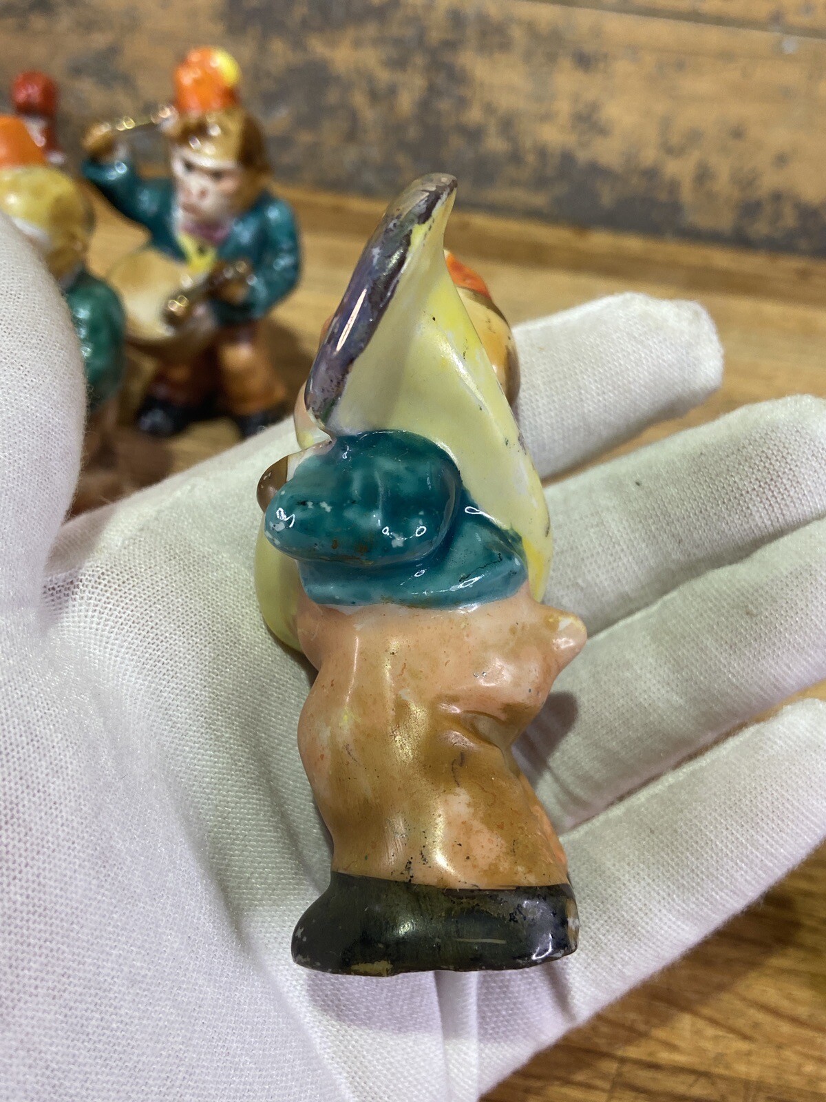 Ceramic Monkeys Playing Instruments Japan Five Total