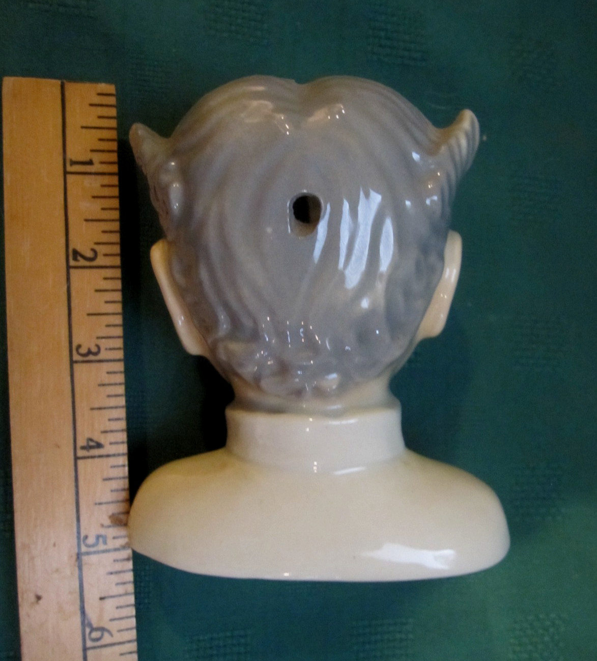 Vtg BANGER HEAD Ceramic Arts Studio Barber Shop Head Razor Blade Bank 4 3/4″