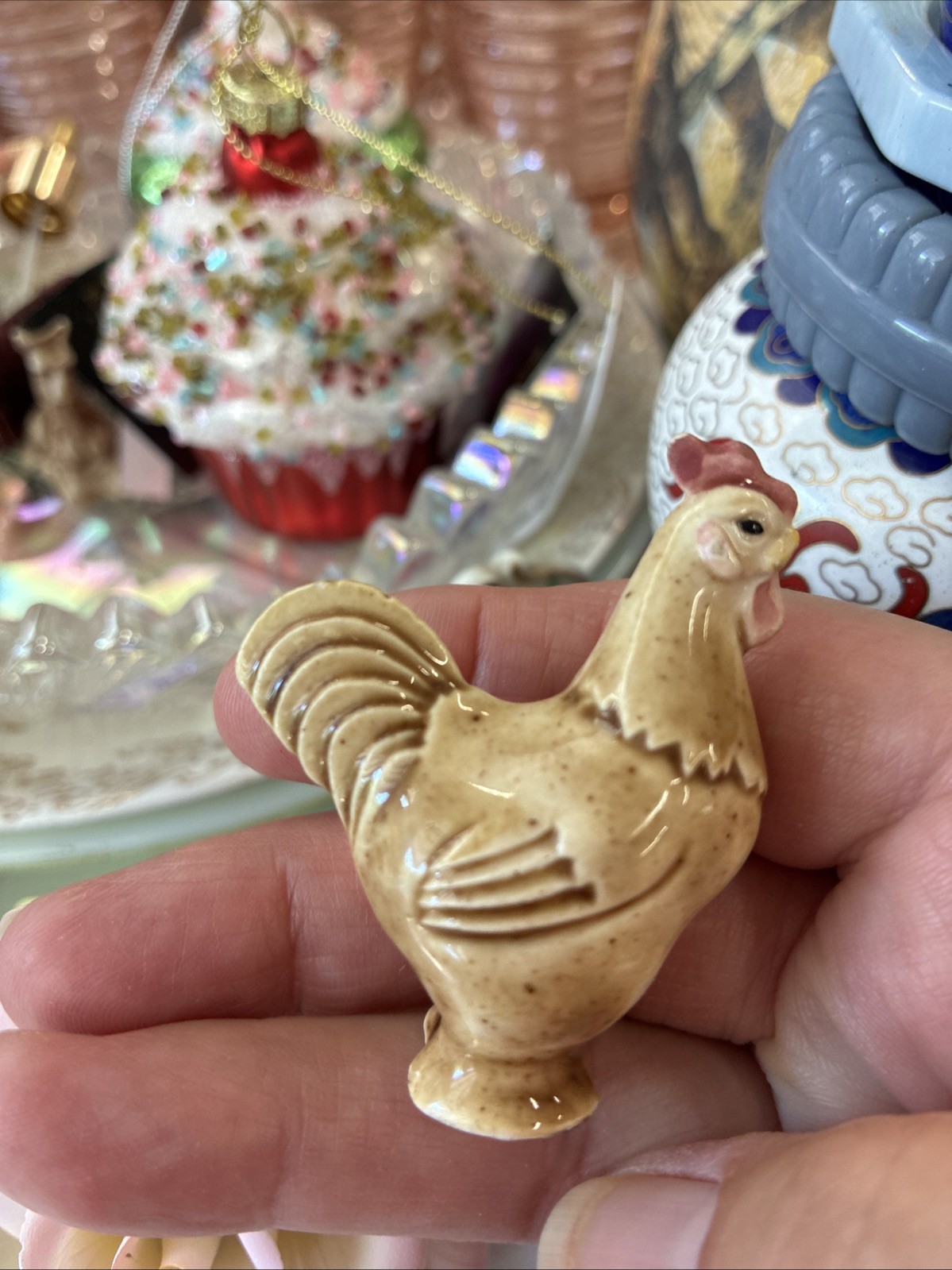 Vintage Signed Banty Hen Small Comb Miniature Figure Chicken Ceramic
