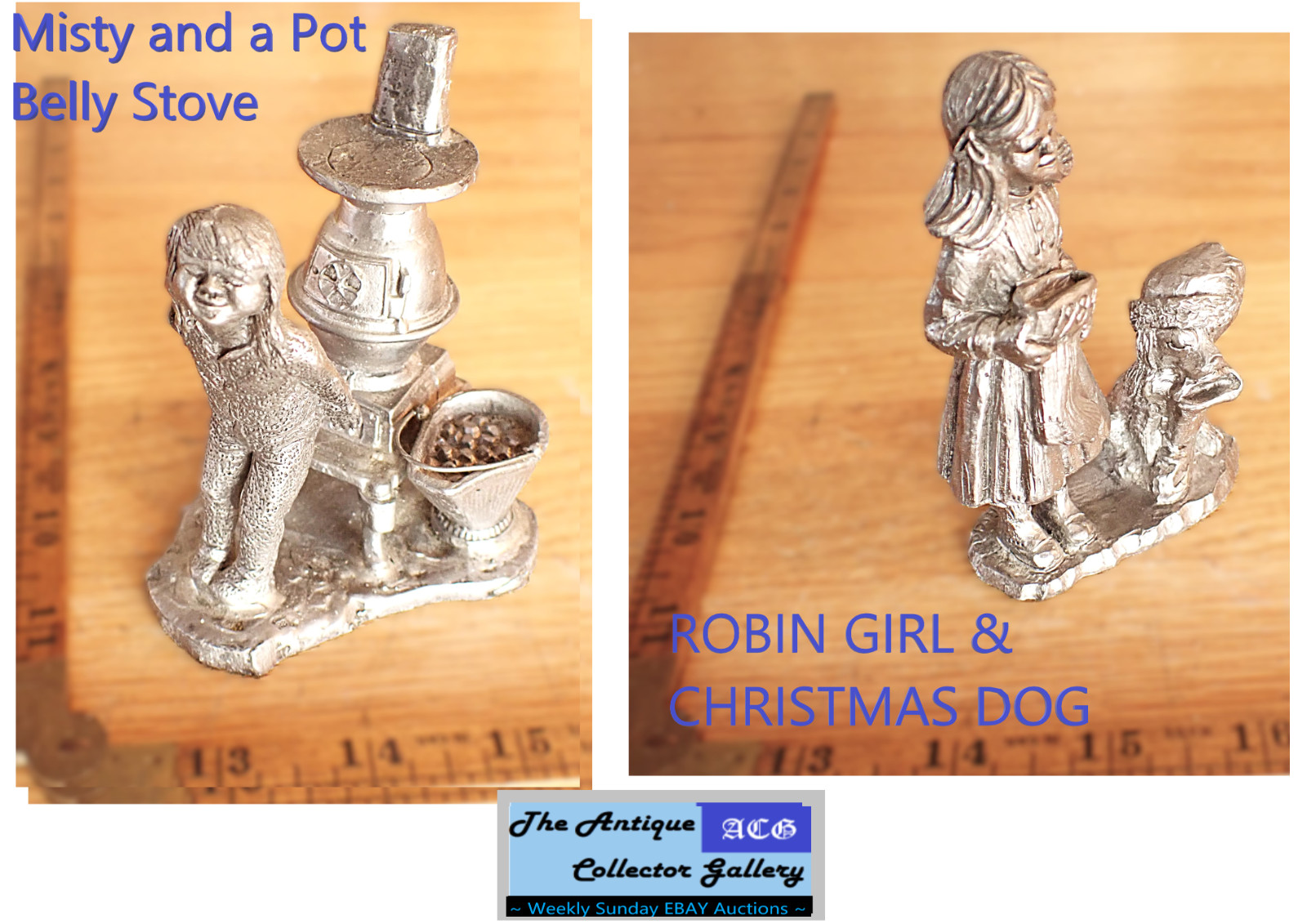 2 Uniquely Different Michael Ricker Pewter Figurines – Signed (MR-1)