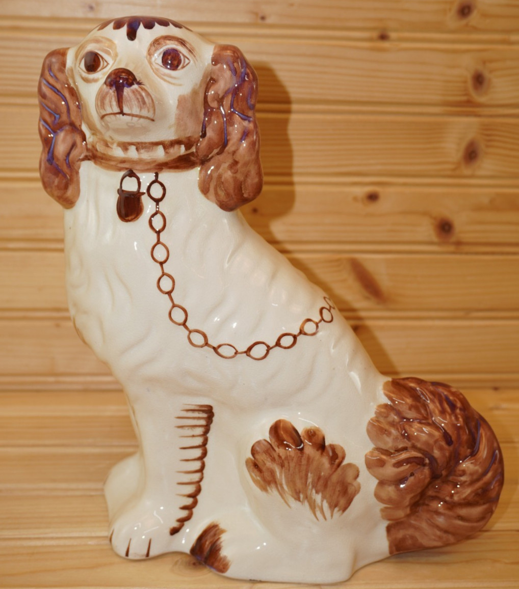 Staffordshire Spaniel Mantle Dog Brown, 9 3/4″, Hand Painted, Lot B (G52)