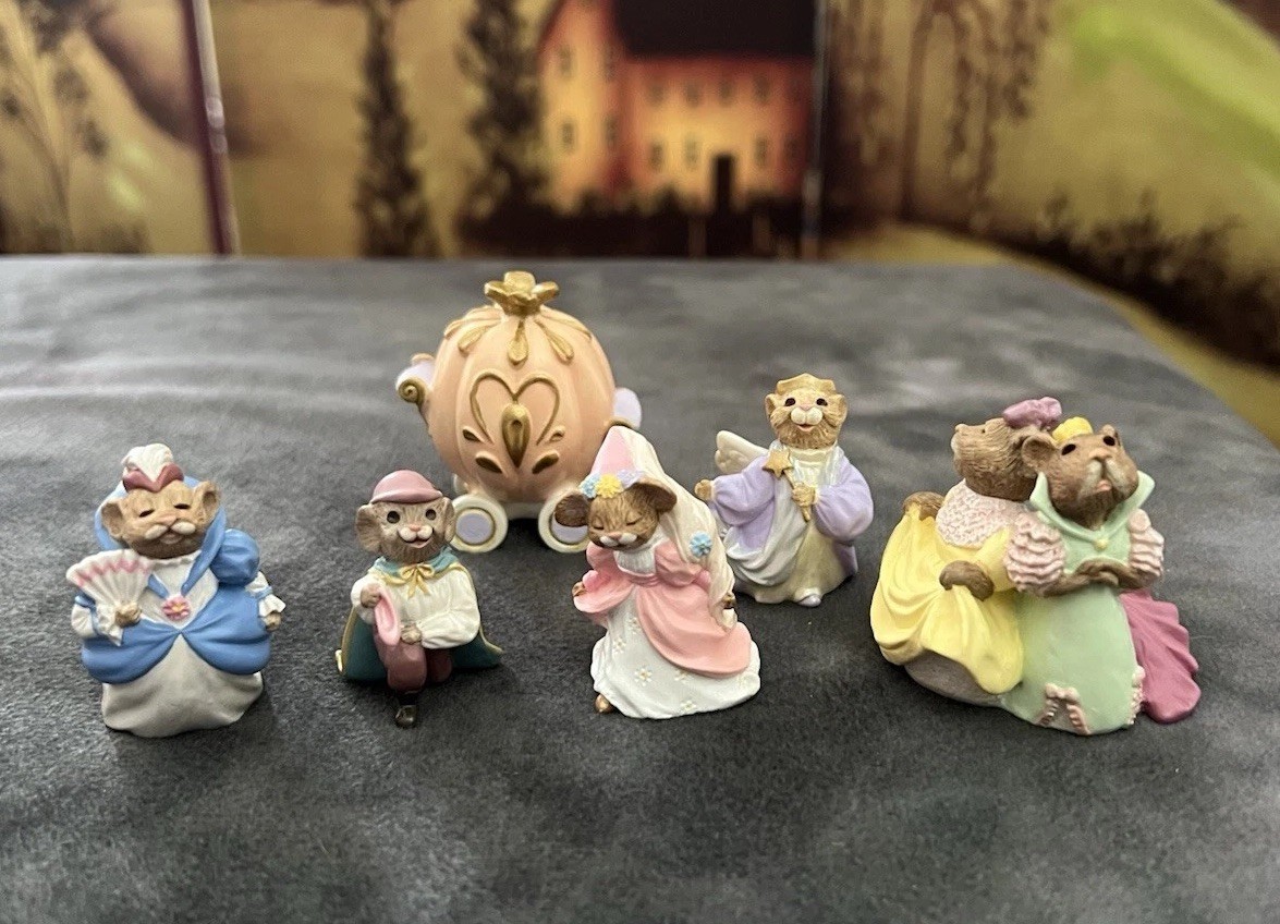 Hallmark Merry Miniatures Cinderella Mouse Figurines Lot of 6 Disney 1990s