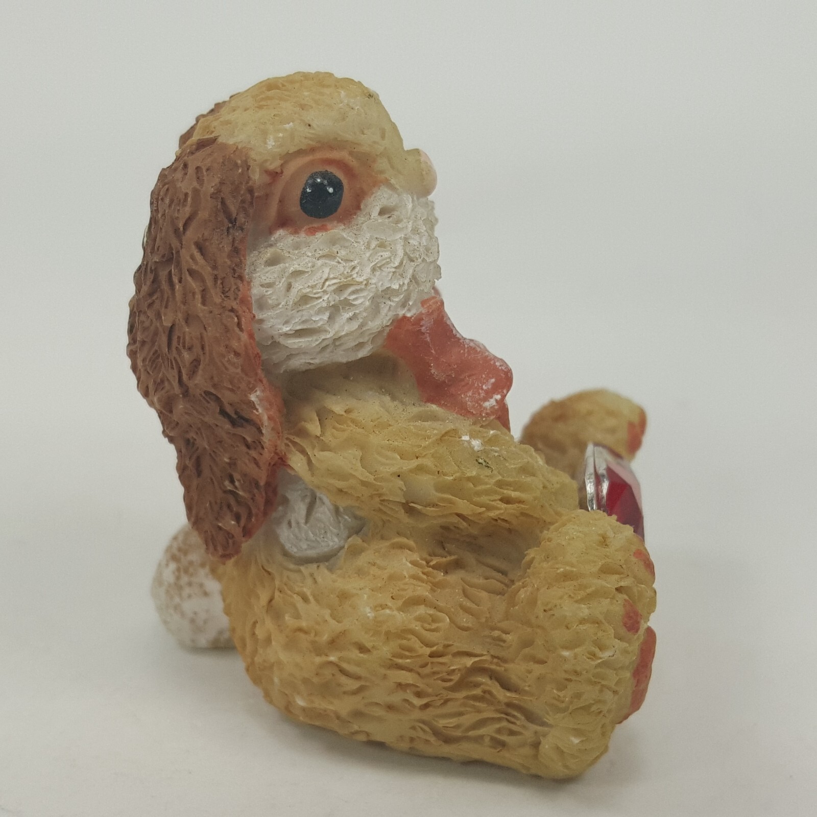 Bunny Rabbit Figurine with Red Jeweled Heart and bow tie. almost 2″ tall WKHK6