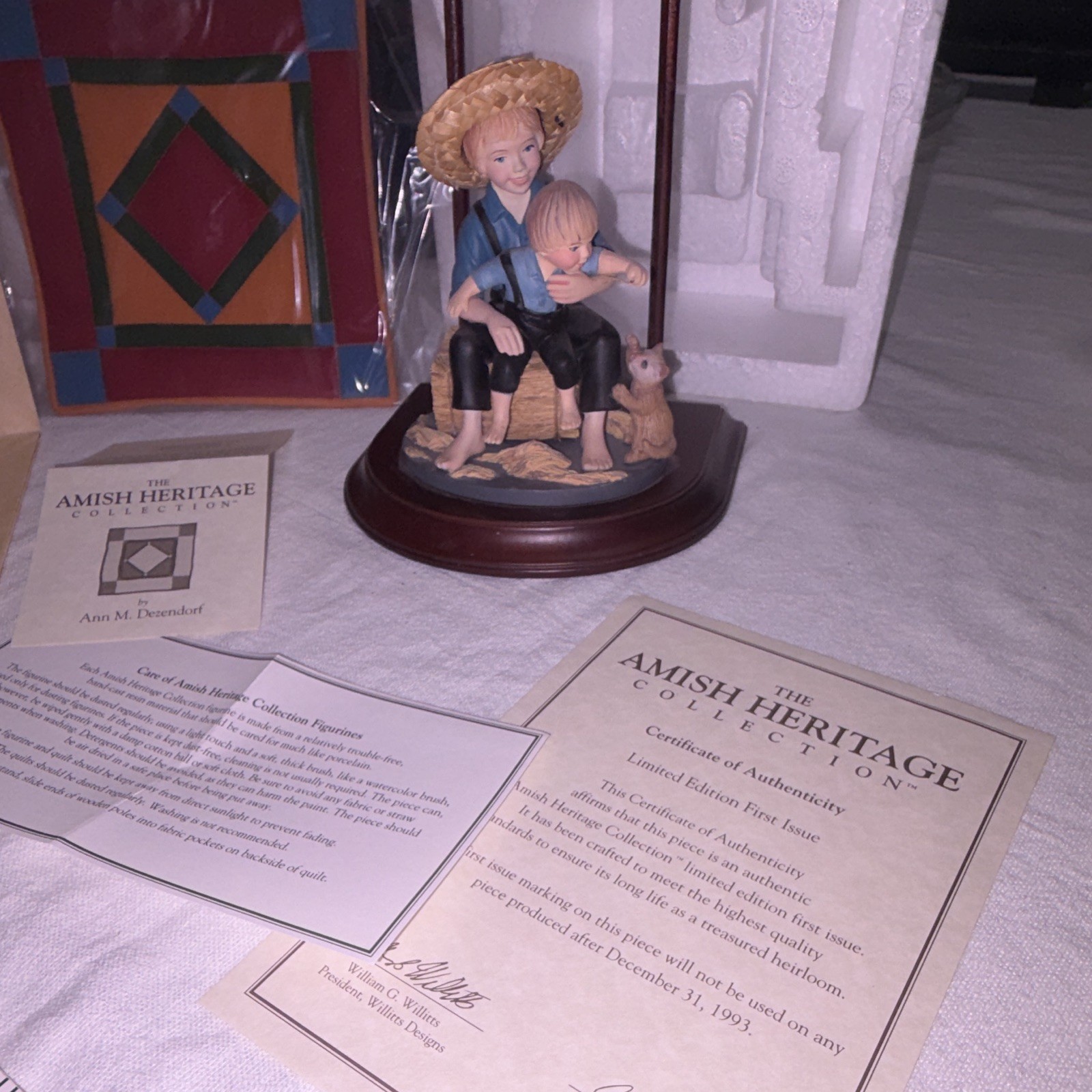 Willitts Designs Amish Heritage Eli & Benjamin Quilt Figurine LE Signed Box 1993