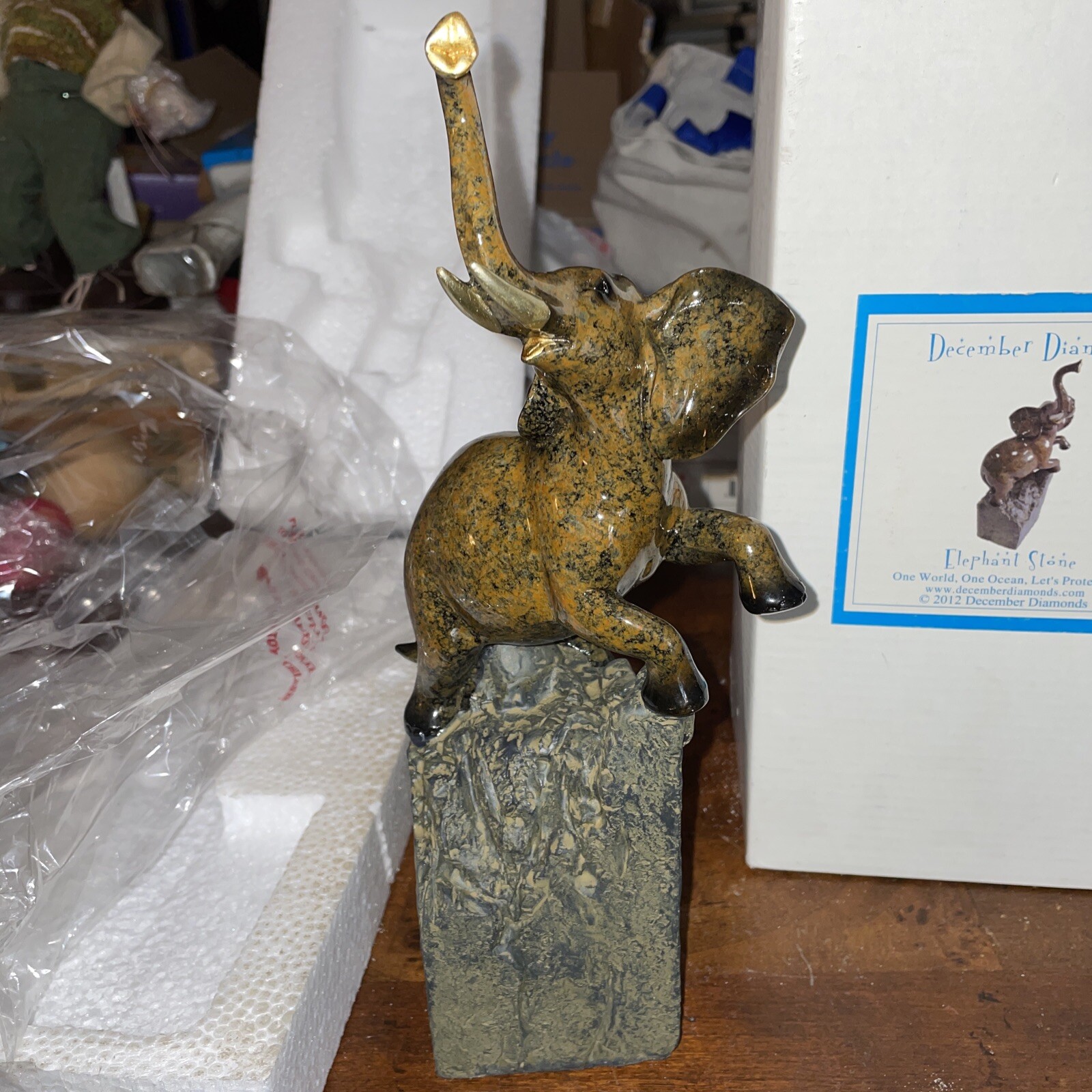 December Diamonds Table Top 10 1/2” Elephant Stone Figure Figurine New In Box
