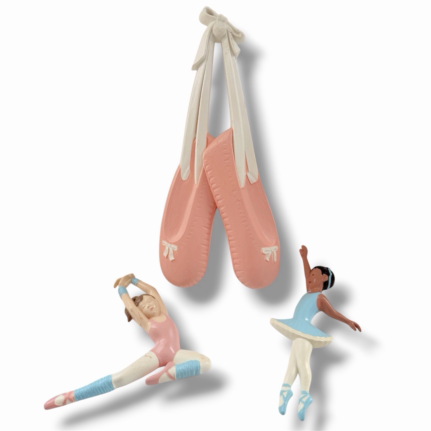 Vintage Burwood Homco Ballerina Slippers Wall Art Hanging Decor Dancer Girls