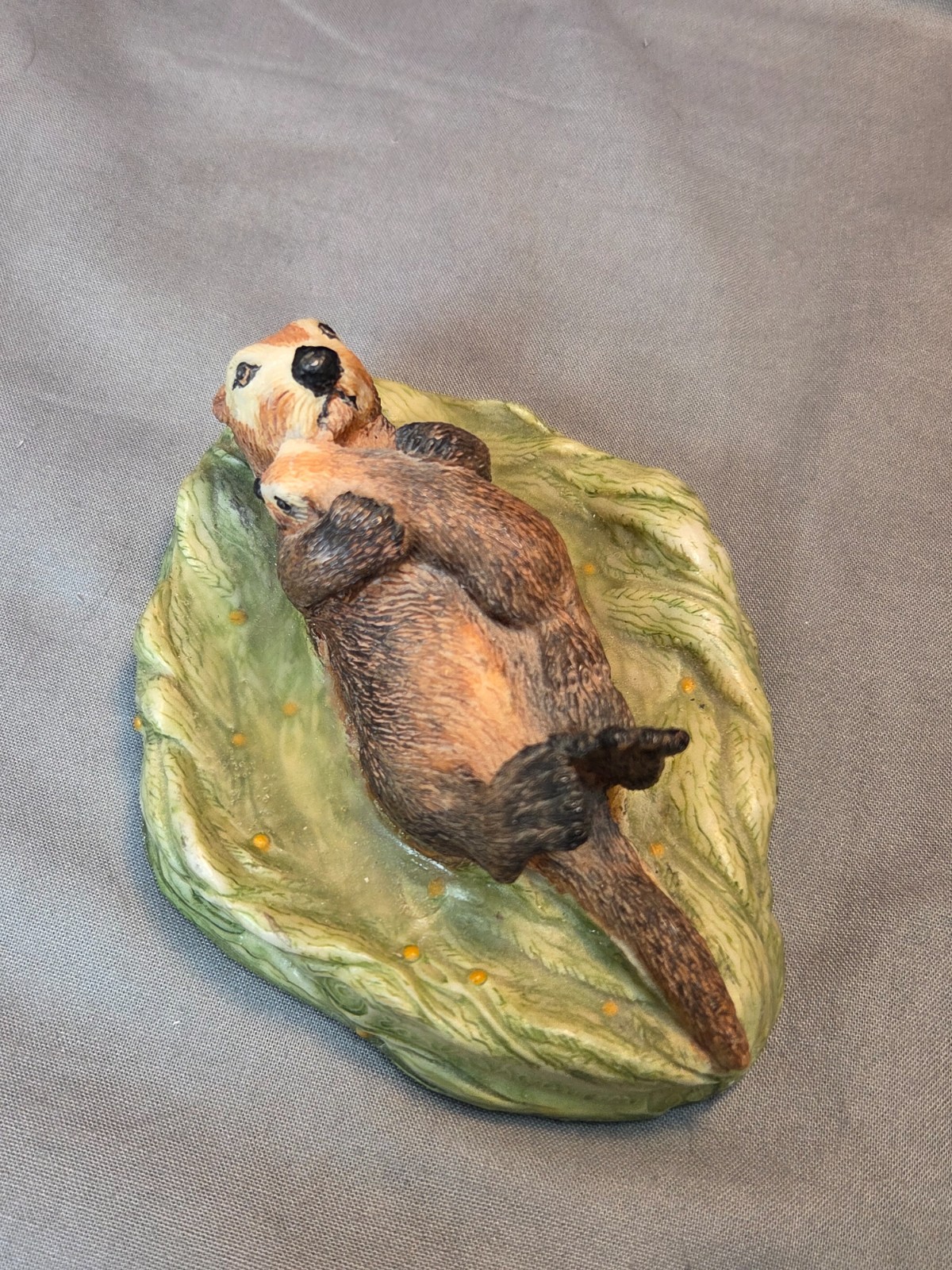 1980’s Earl Sherwan Charmstone Sea Otter and Baby Figurine