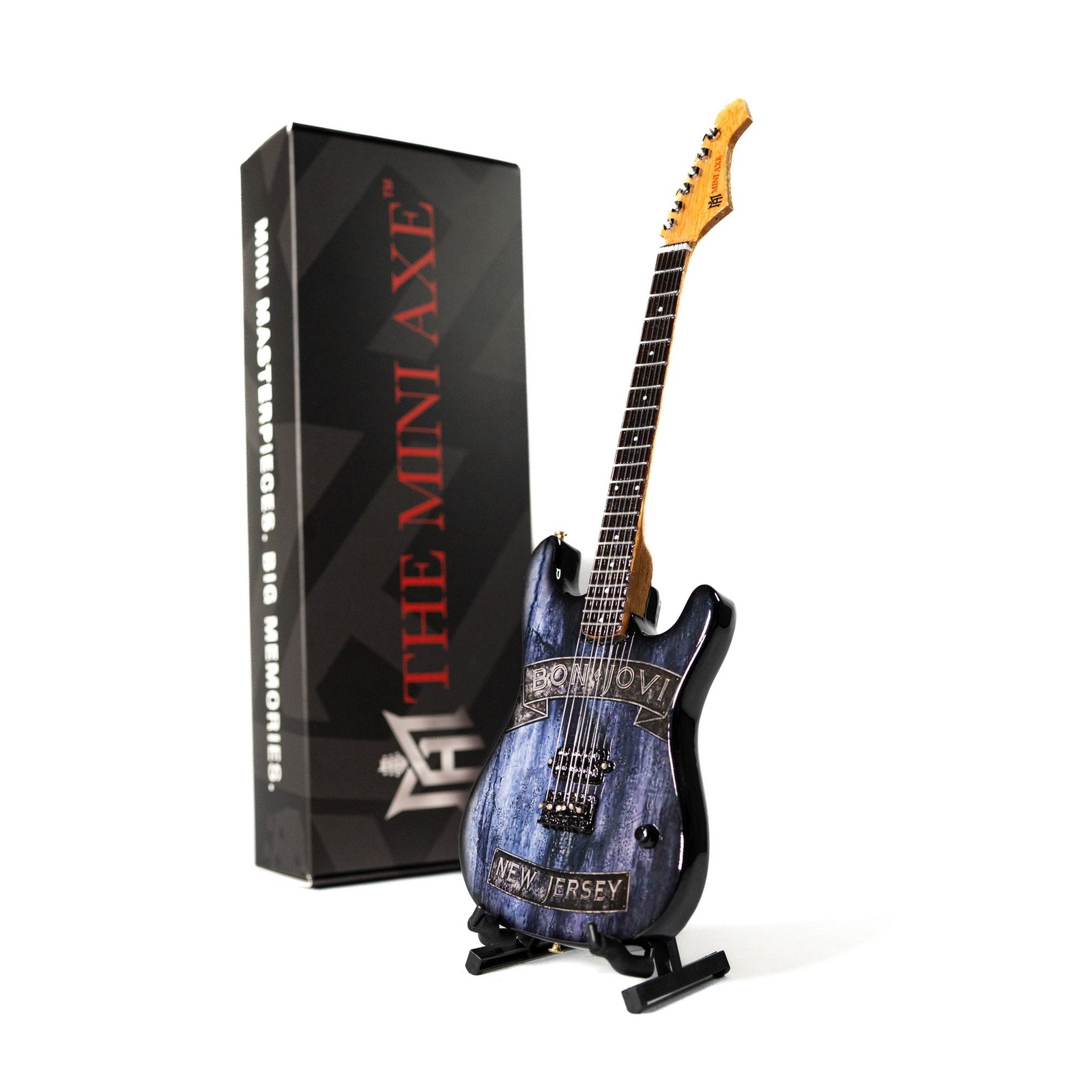 The Mini Axe Bon Jovi “New Jersey” 10” Wooden Mini Miniature Guitar Replica