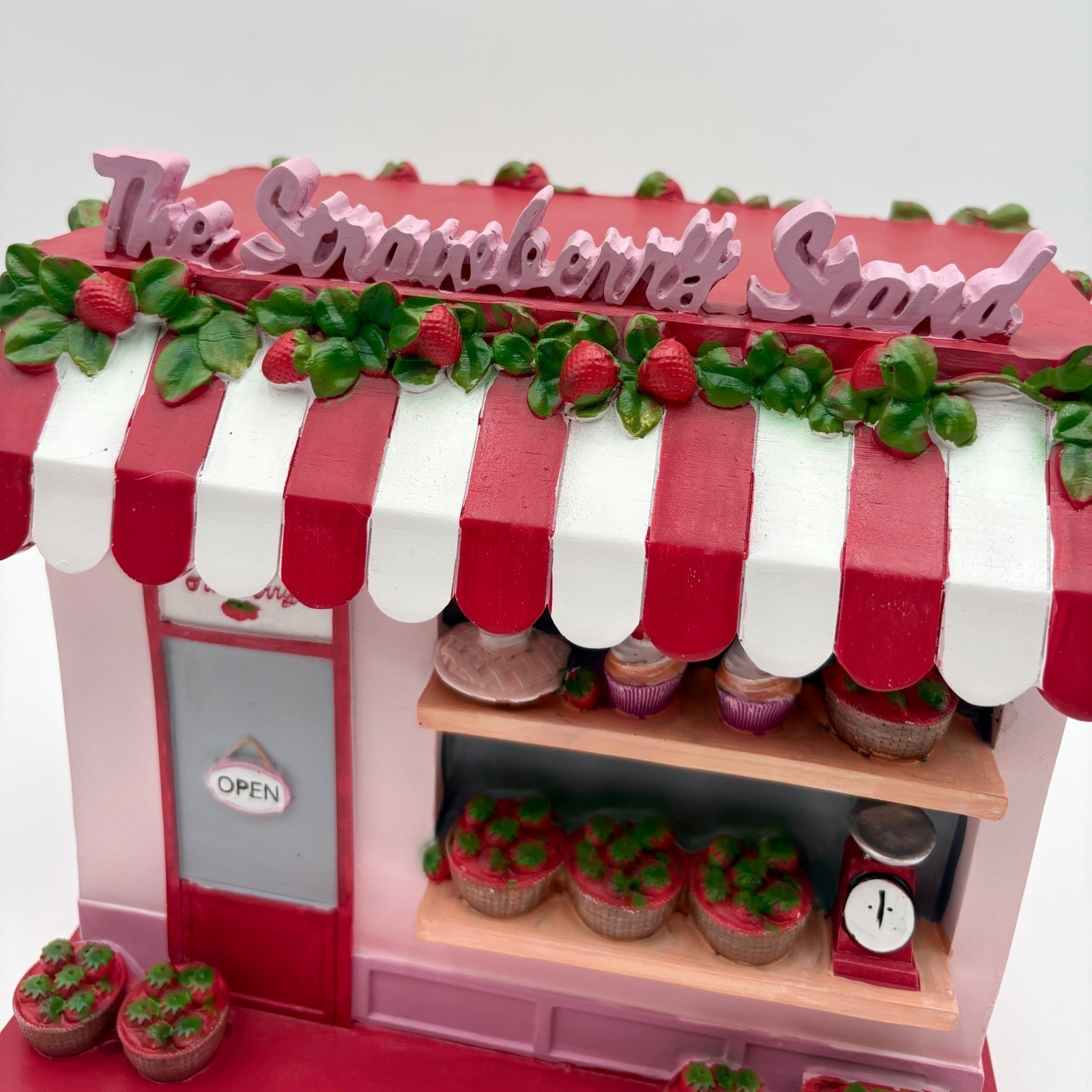 The Strawberry Stand Figurine Red Pink Decorative Display Sweet Cute Decor