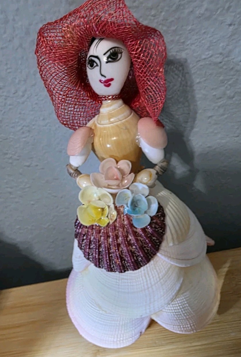Vintage Sea Shell Southern Belle Doll Handmade Atlantic Coral St. Augustine FL