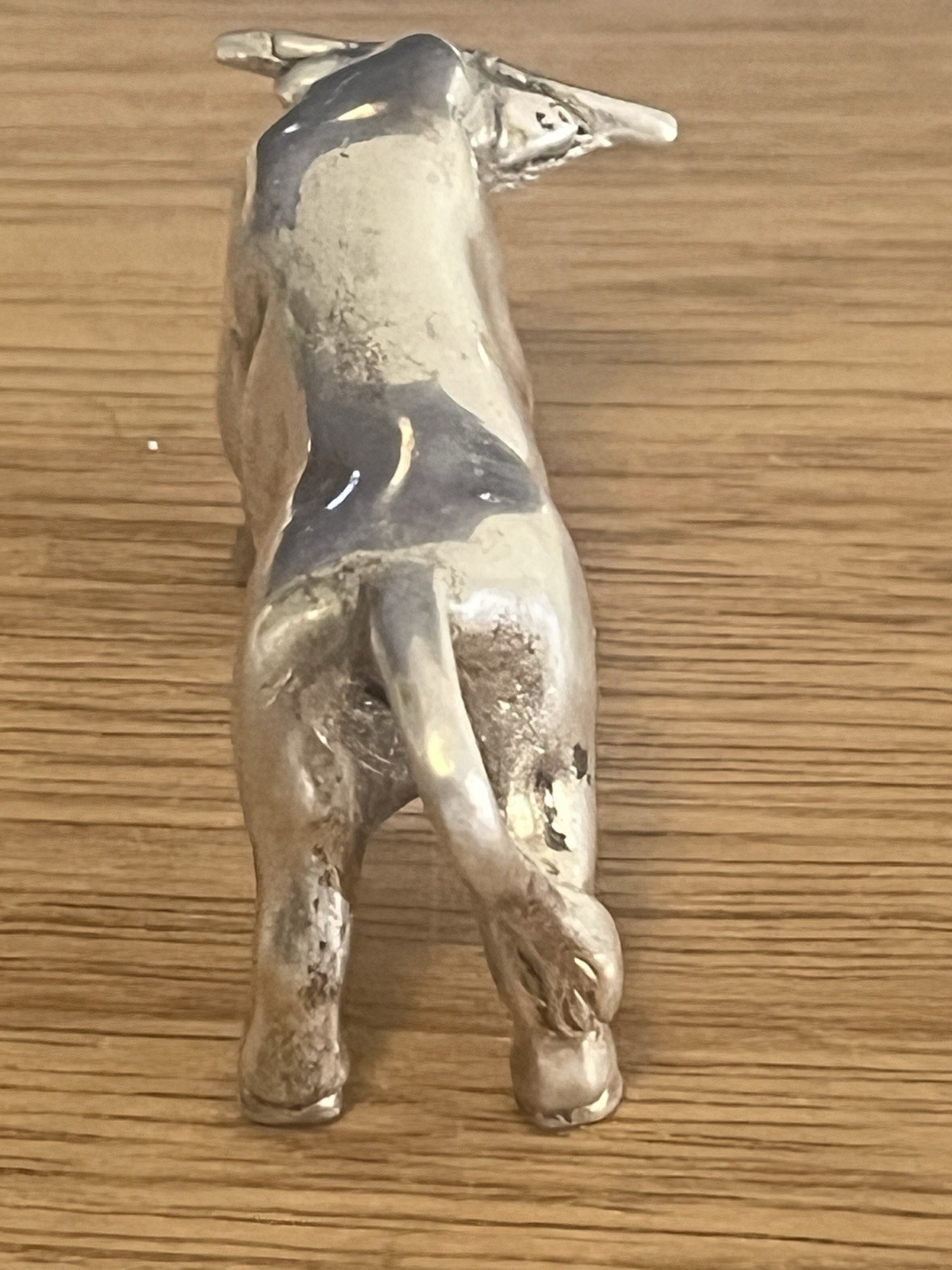 Vintage Silver Tone Bull Mini statue figurine