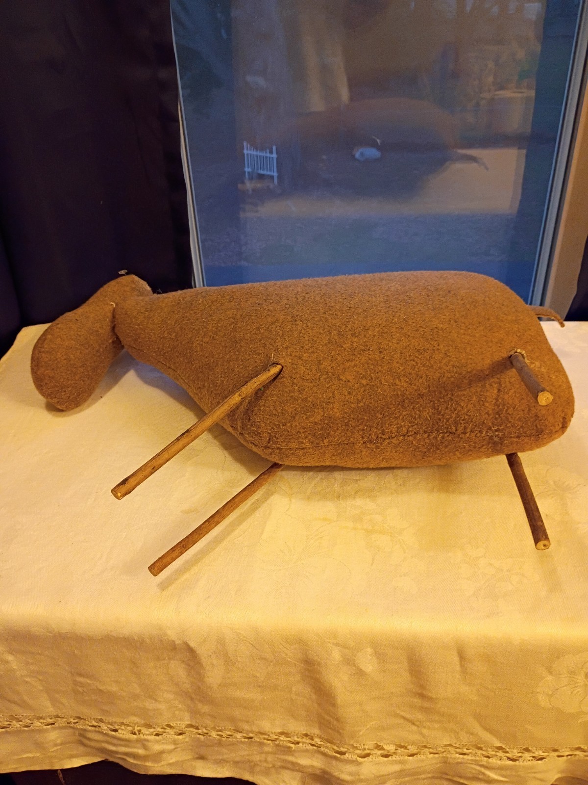 Large Handmade Country Lamb Solid Body/Thick Felt/Stick Legs/Bead Eyes16″Tx21″L