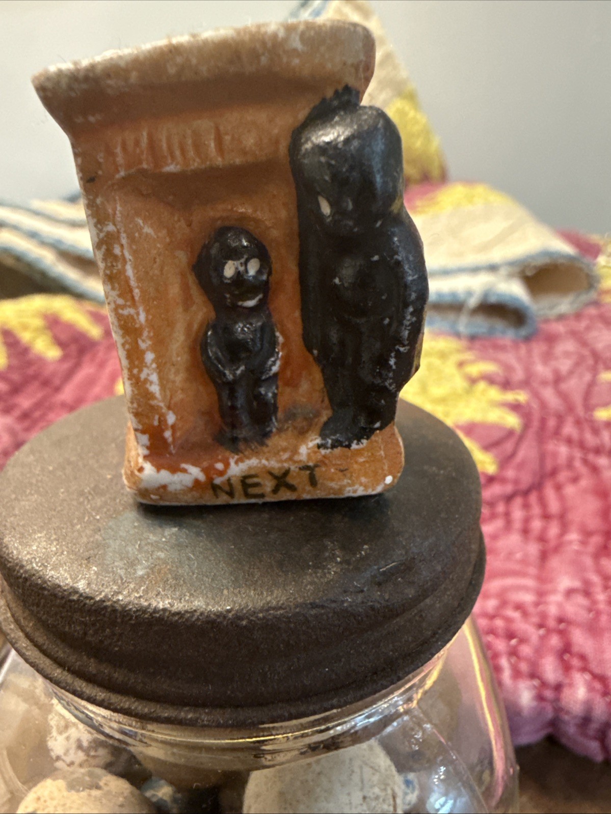 Vintage Americana Figurine Boys in Outhouse “NEXT” Made In Japan