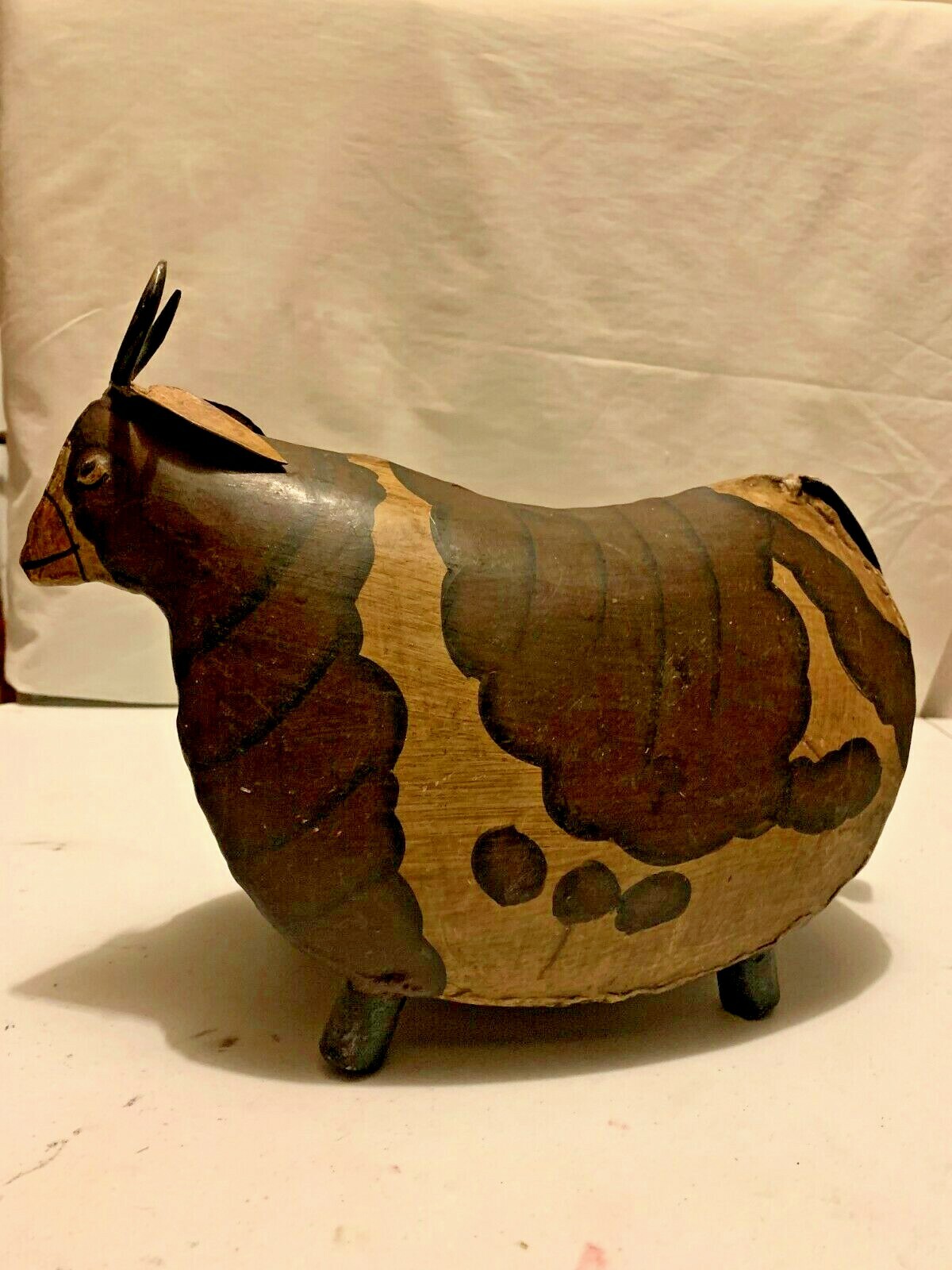 Folk Art vintage Metal Tin Cow,Colorful Primitive Country Farmhouse Rustic Décor