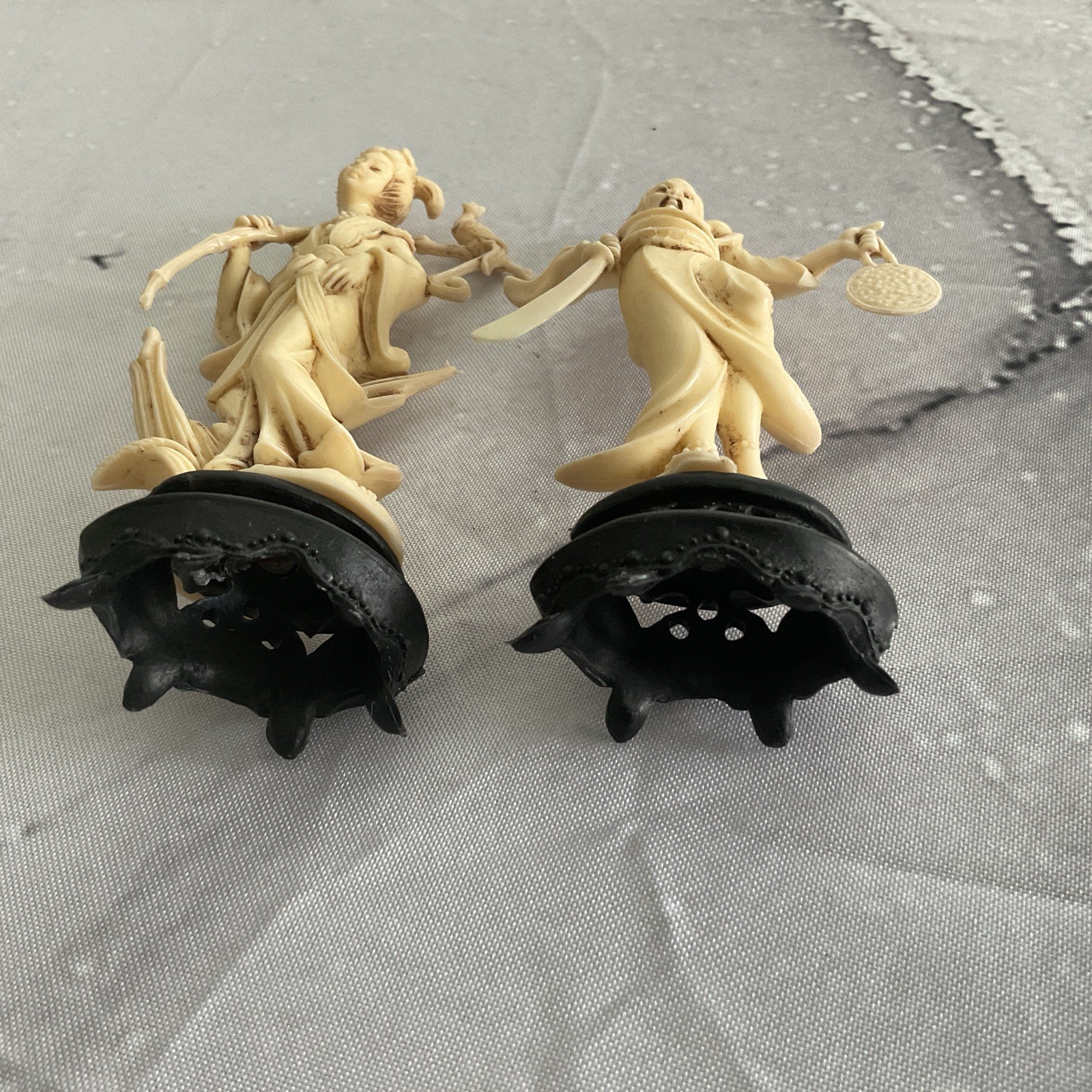 Vintage Asian Lady And Man Figures By Norleans Made In Italy 5.5” Tall