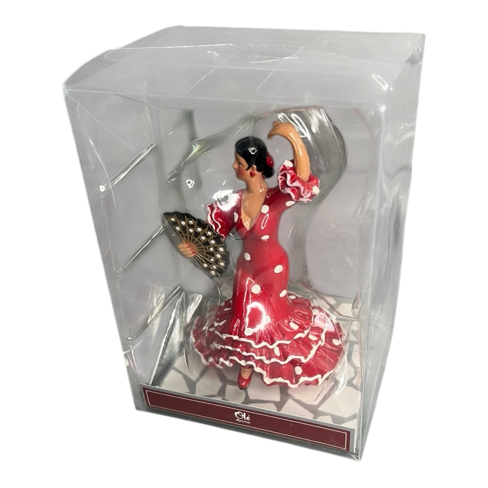 Olé Mosaic 28765 Hand Painted 10cm Flamenco Dancer 2EF Red/White Figurine NIB