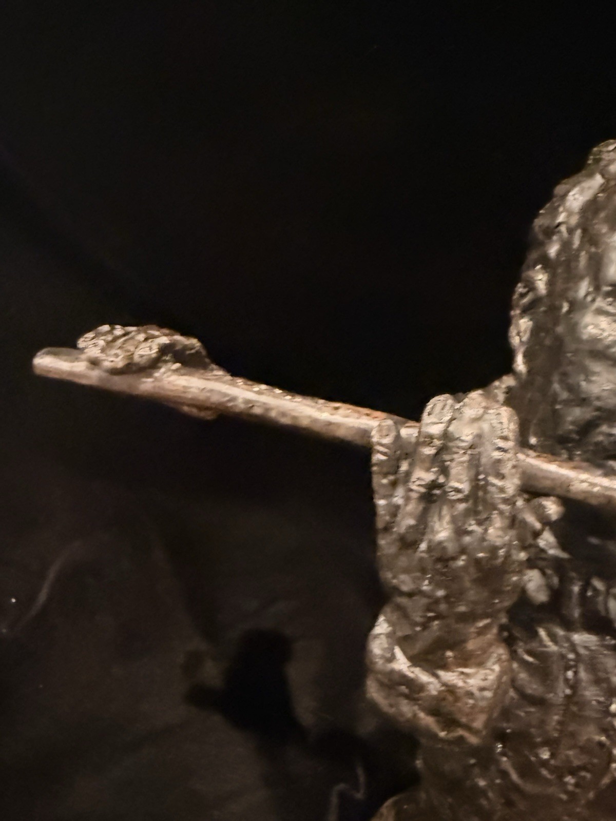 Vintage Modernist Flute Player Bust Sculpture Bronze Tone Metal Statue 10” Art