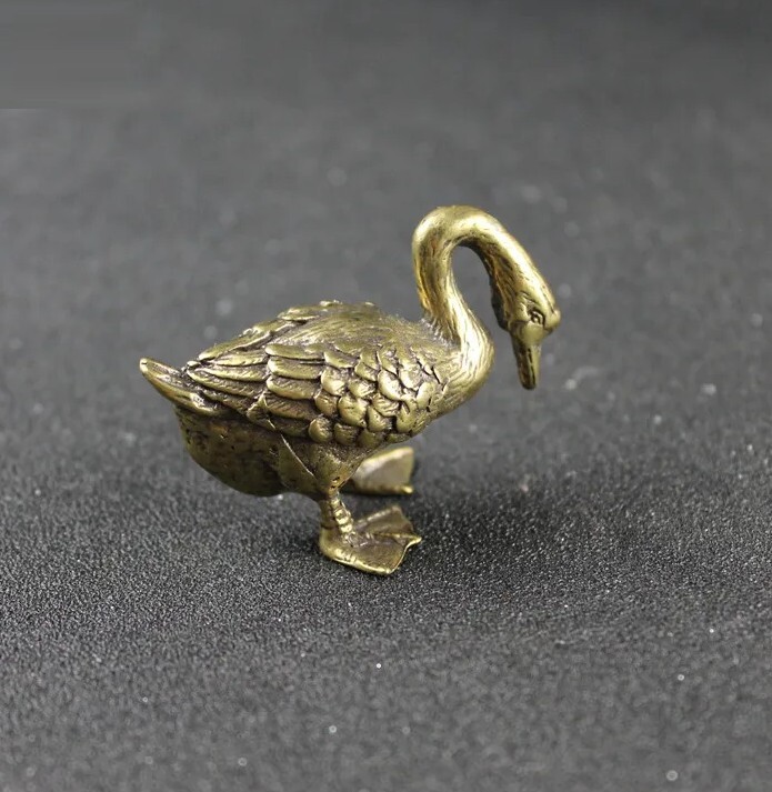 Brass Goose Animal Figurine Small Statue Table Office Home Decoration Gifts