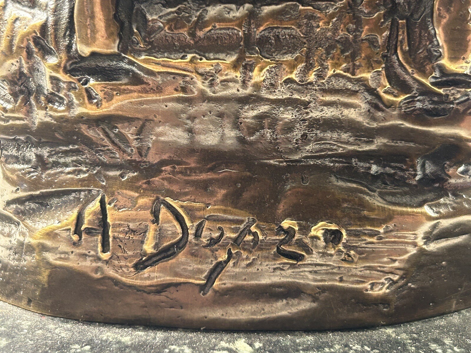Antique Signed Alexander Doyle Bronze Sculpture of Young Girl W/ Bird 13” 10 lbs