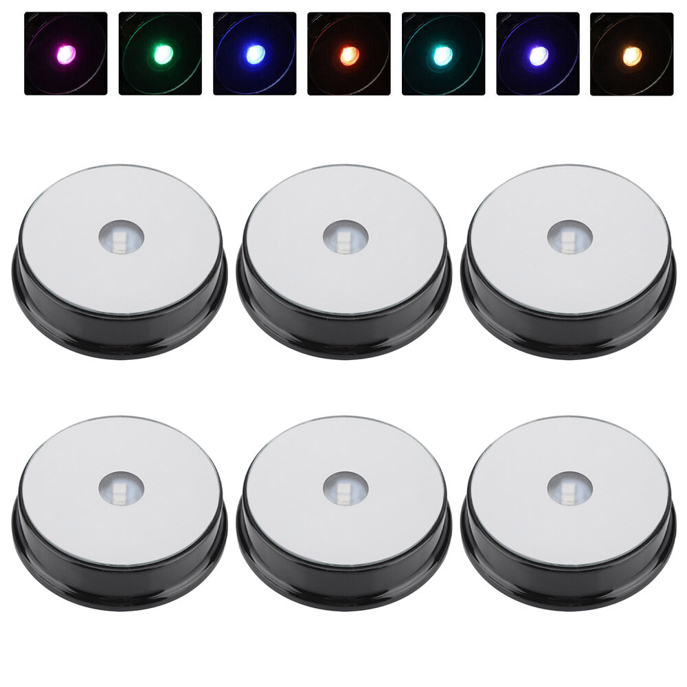 2/4/6 Pcs LED Light Display Base Stand Lamp 7 Color Holder Crystal Glass Art