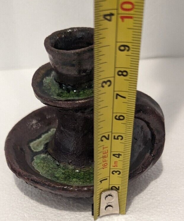 Marie Rogers Georgia Pottery Folk Art Candle Holder Approx. 3.5 in Tall