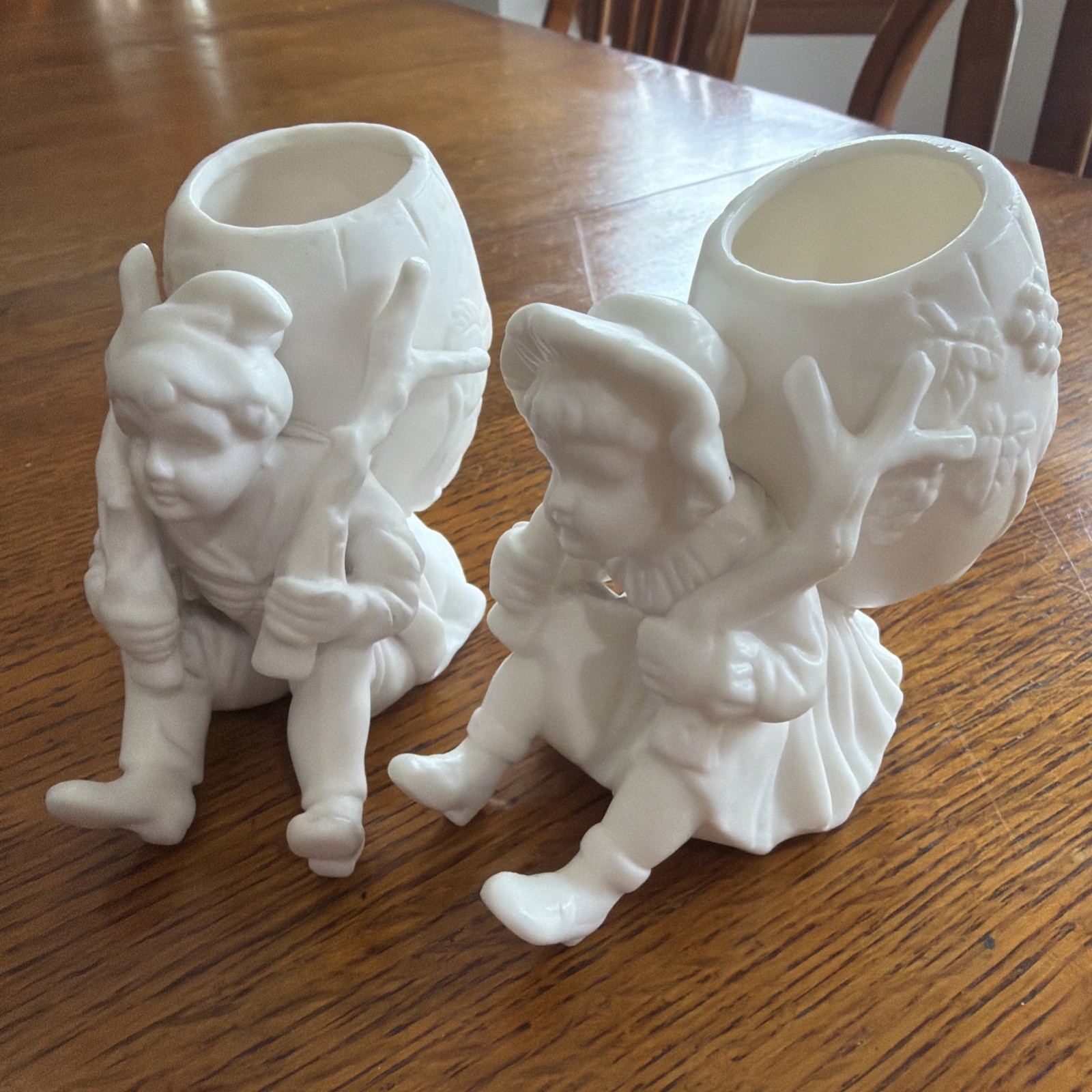 Set Of 2 Elf Porcelain Vintage Planters Possible Brinns Or Ardalt Lenwile