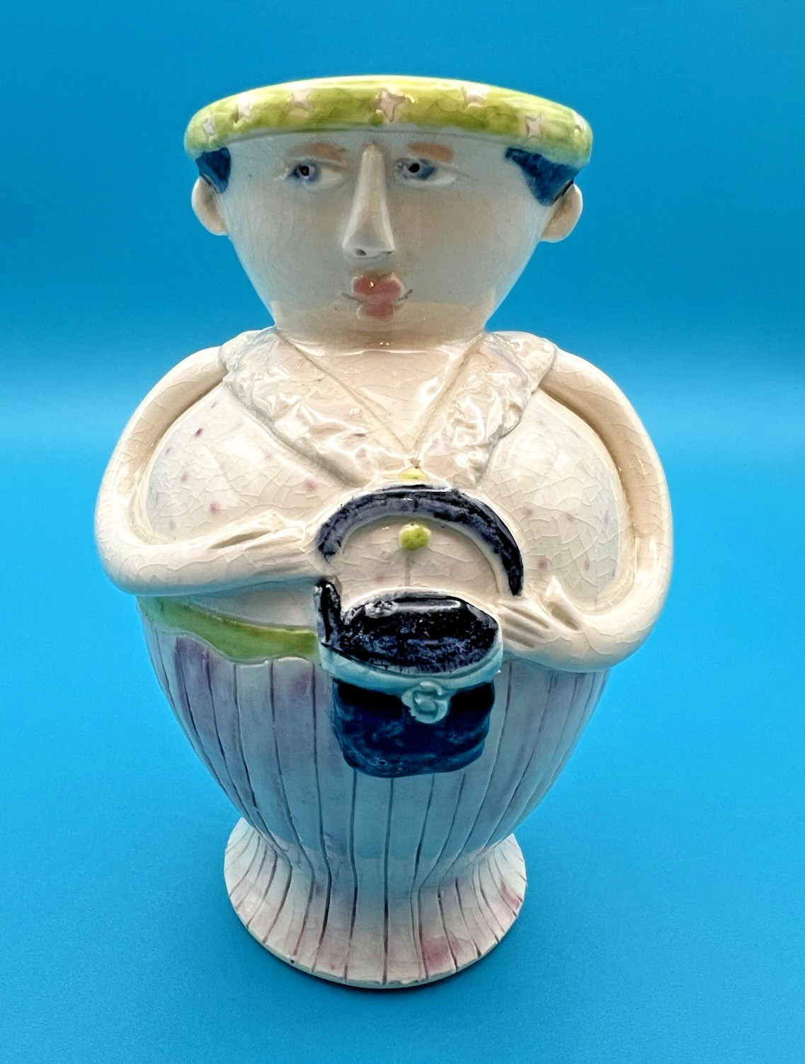 Handmade Ceramic Figural Bud Vase Brutalist Abstract Art Pottery