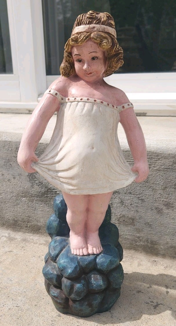 Enchanting Large Art Deco Plaster Figure of “The Shy Girl” Bashful Garden 13″
