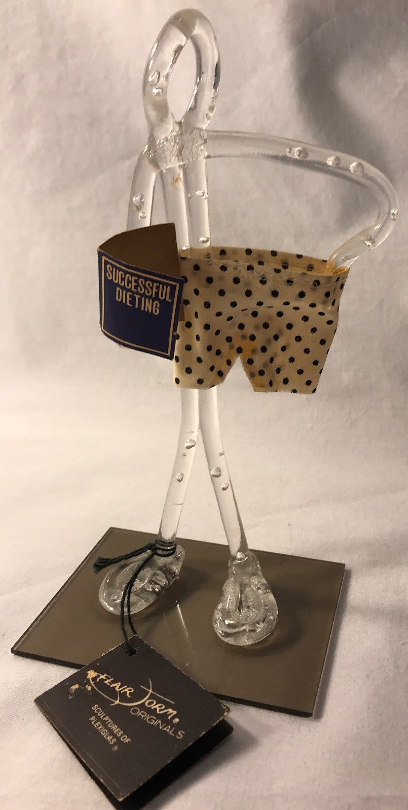 FLAIR FORM ORIGINALS PLEXIGLASS “SUCCESSFUL DIETING” SCULPTURE WITH SIGN EUC