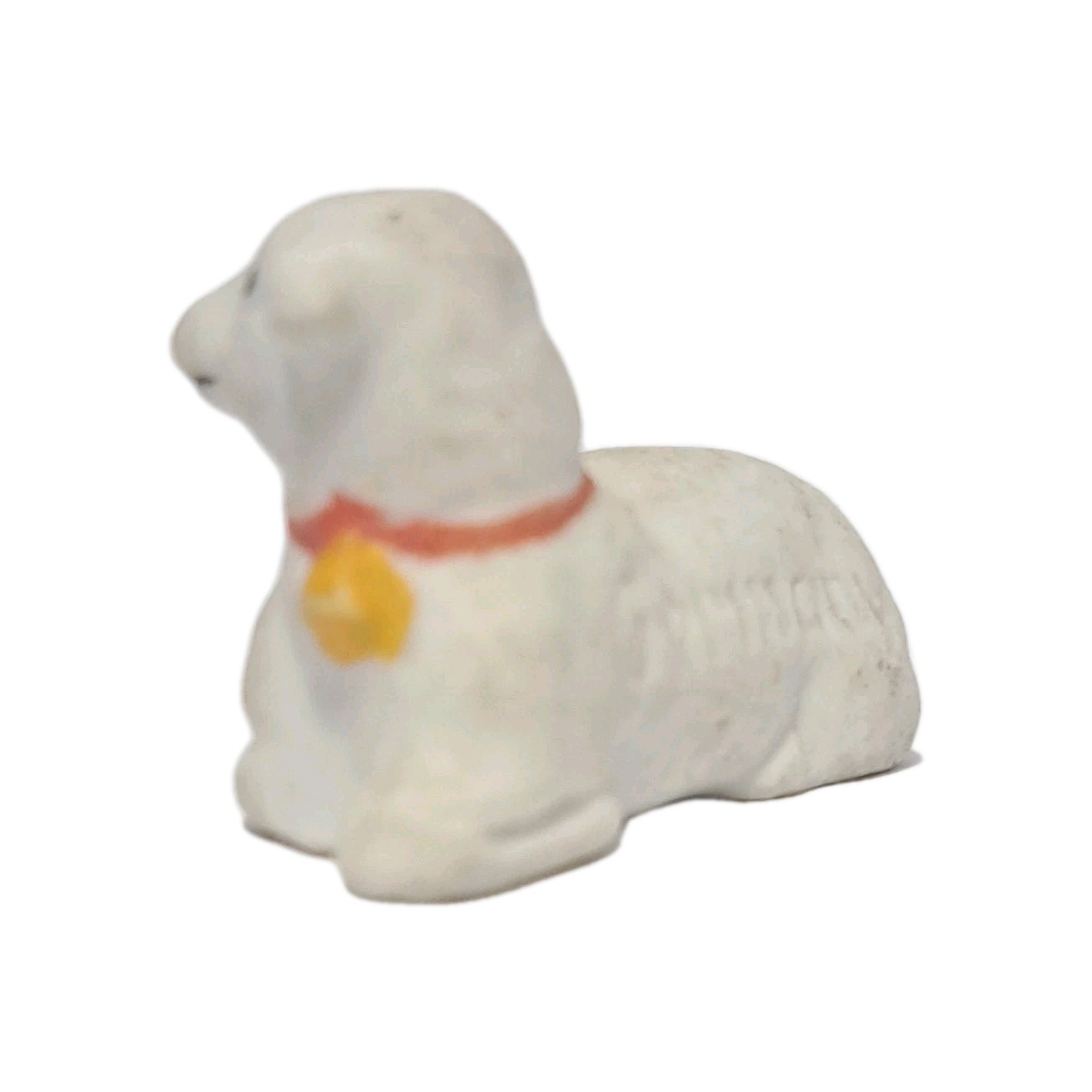 Antique German Bisque Miniature Lamb Sheep Laying Down 1.25 Germany Hertwig