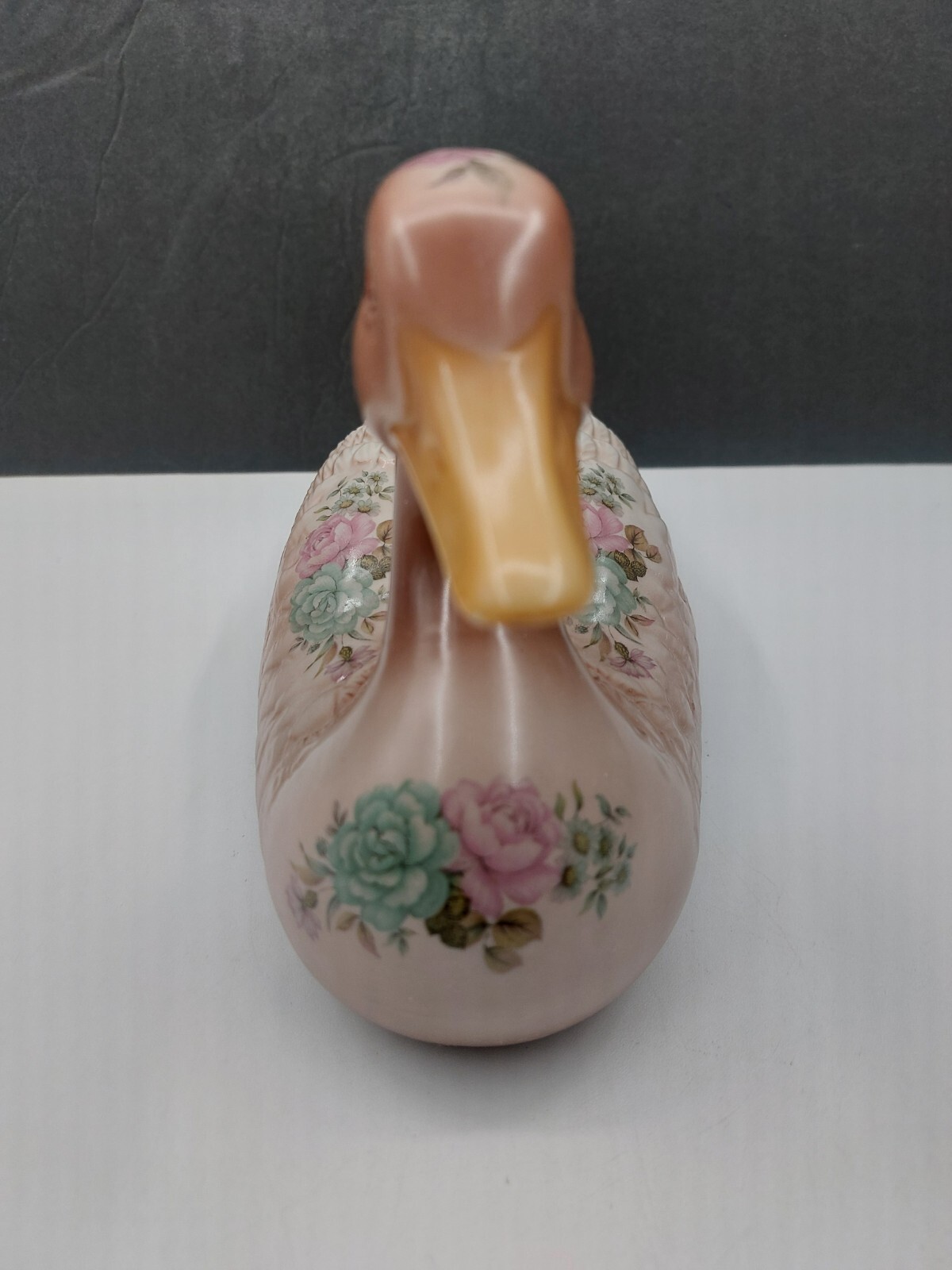 Vtg Ceramic Multicolored Duck With A Beautiful Soft Floral Design 1980s NIC MINT