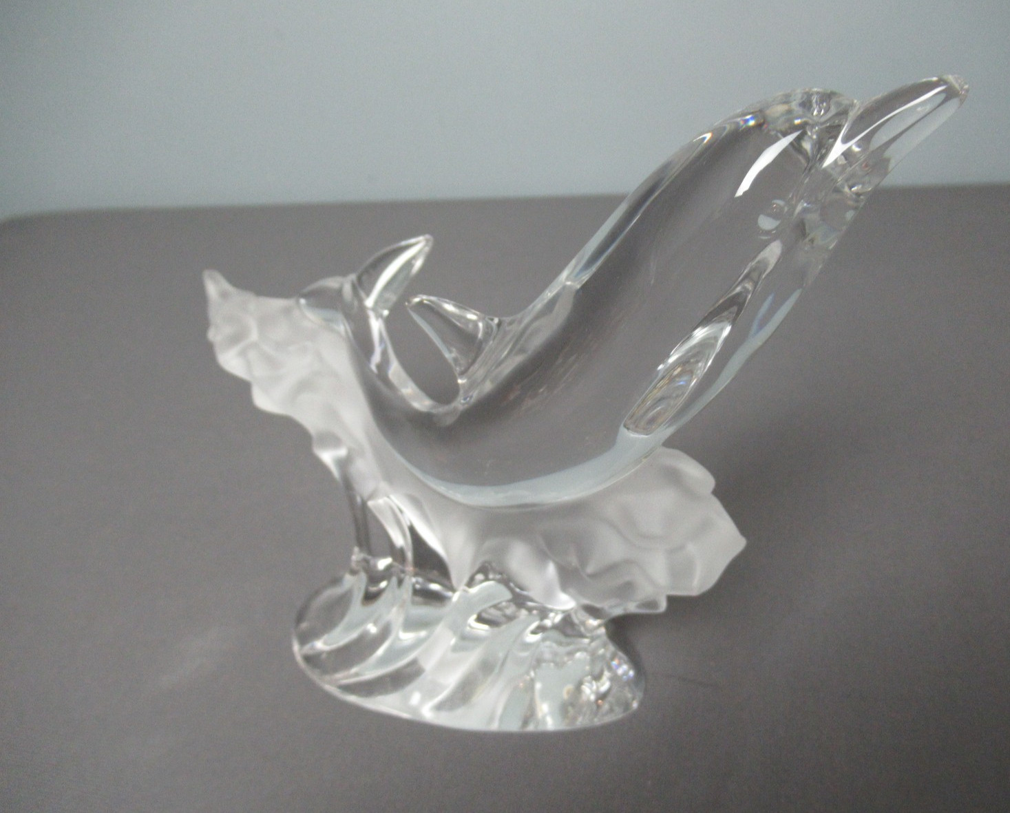 Lenox Fine Crystal Dolphin Figurine – Clear & Frosted 1995 Marked Germany e6 sb